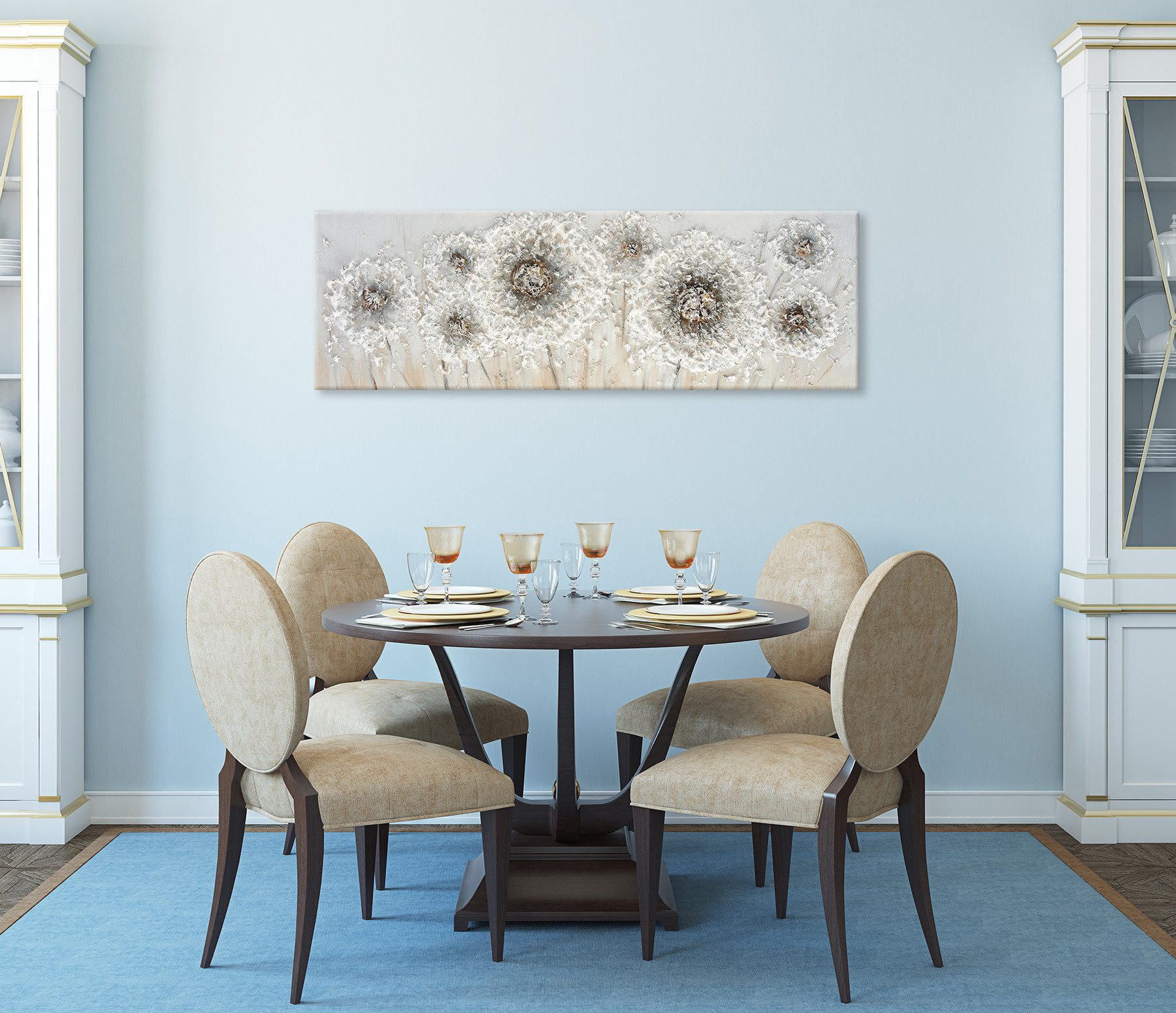 Bönninghoff Ölgemälde handarbeit BLUMEN 40x120 cm – Wandbild Kunst Deko modern, Blumen, Blumenbilder, Natur (1 St), handgefertigt, jedes Bild ein Unikat