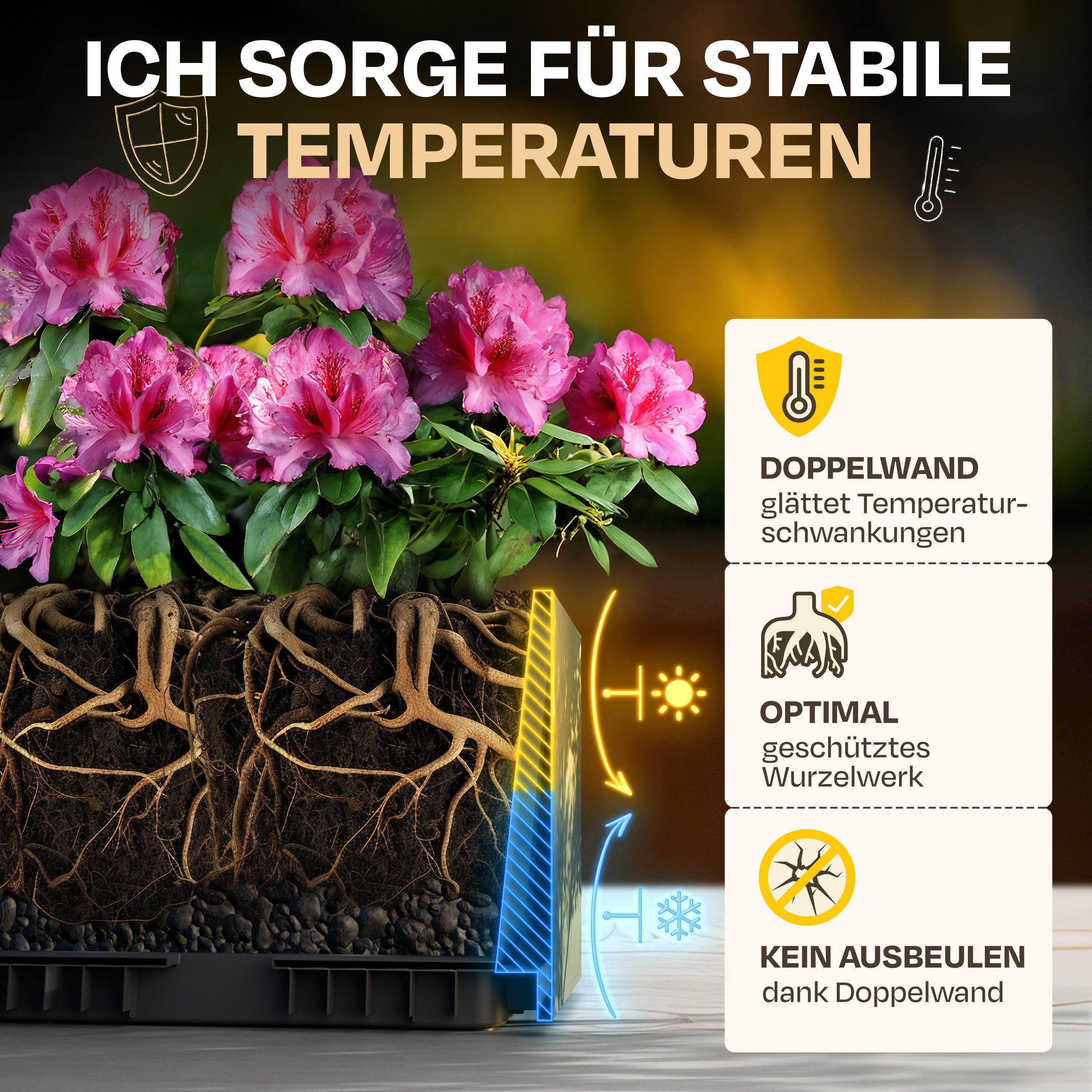 ONDIS24 Pflanzkübel Blumenkübel Blumentopf Vulkan 100cm Vulkan/Basalt Optik günstig online kaufen