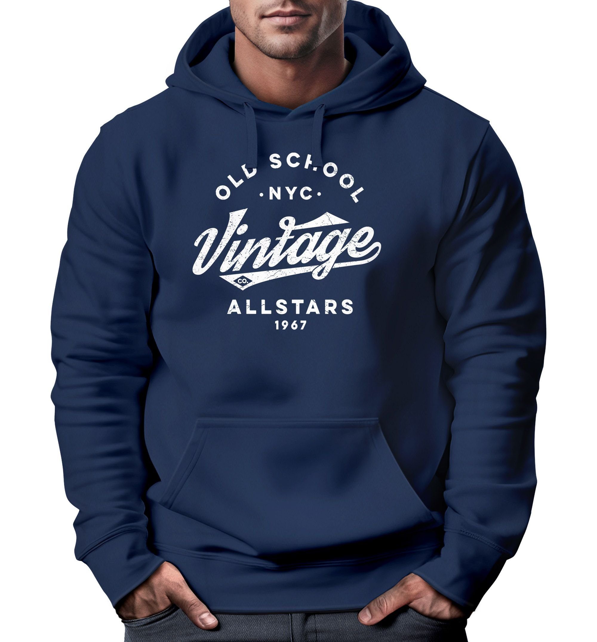 Neverless Hoodie Hoodie Herren College Style Schriftzug Oldschool Vintage Allstars Kapuzen-Pullover Männer Fashion Streetstyle Neverless®