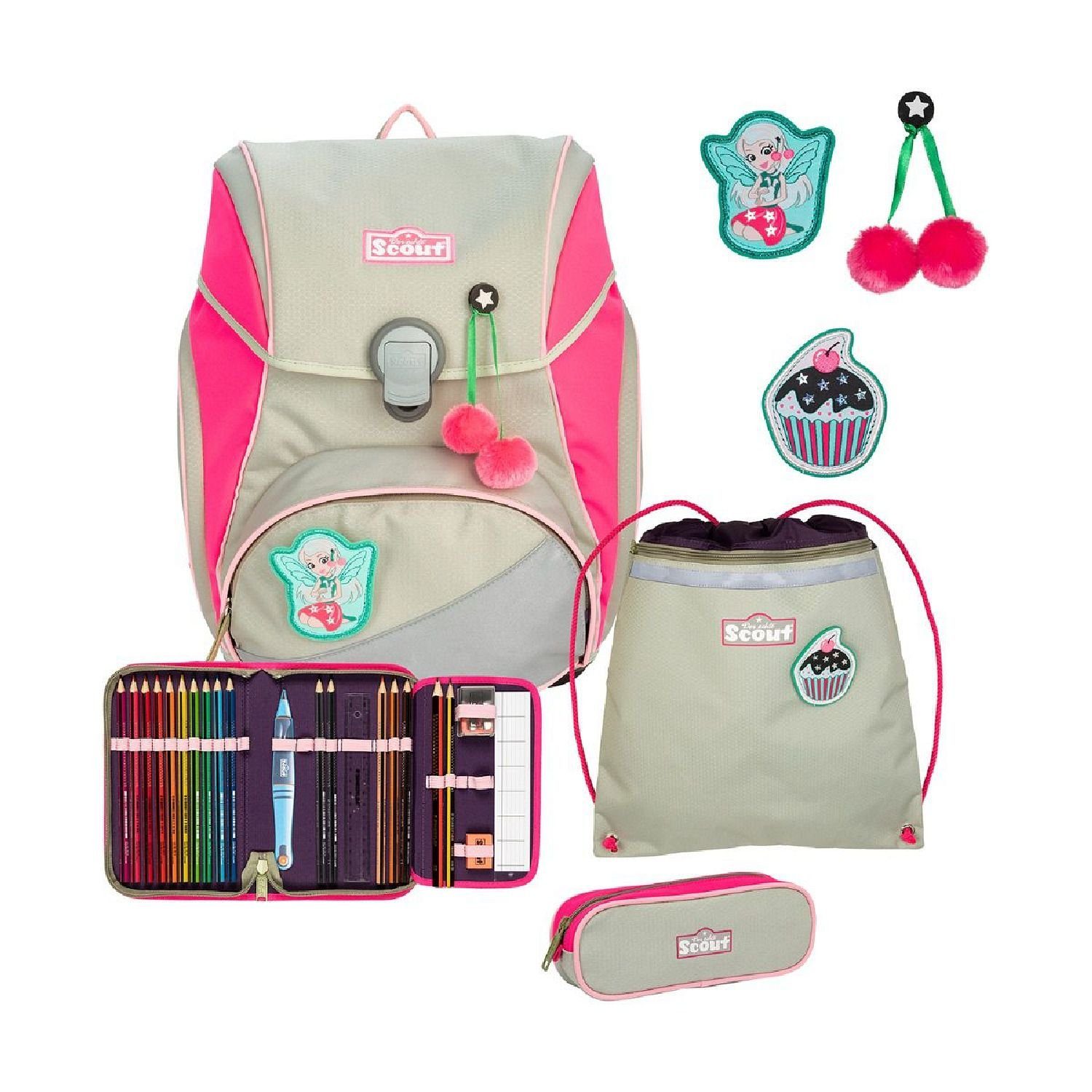 Scout Schulranzen Alpha Schulranzen-Set 4-tlg. DIN Pink Cherry 2023