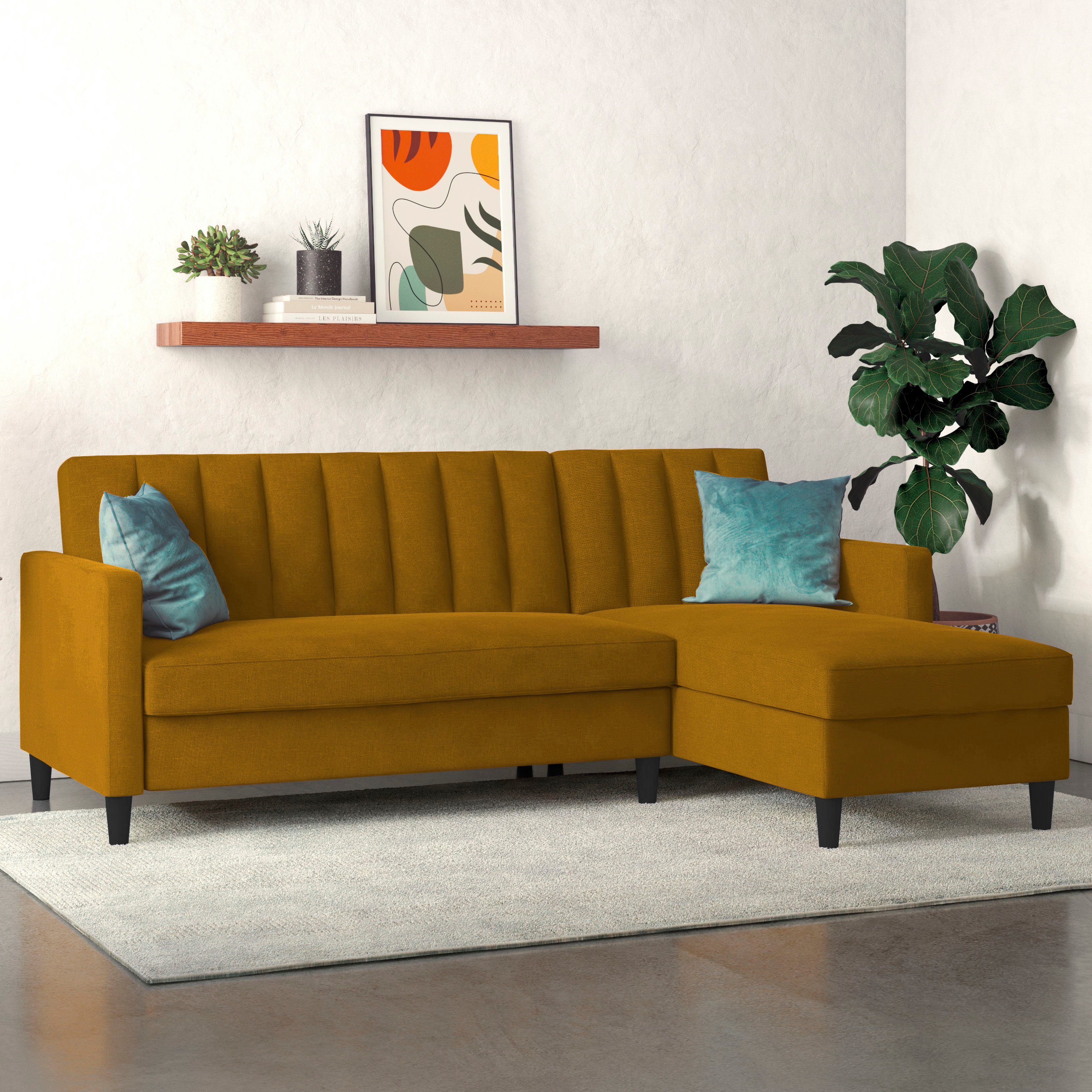 Dorel Home Ecksofa Celine, L-Form, mit Bett-Funktion und Stauraum. Recamiere beidseitig montierbar