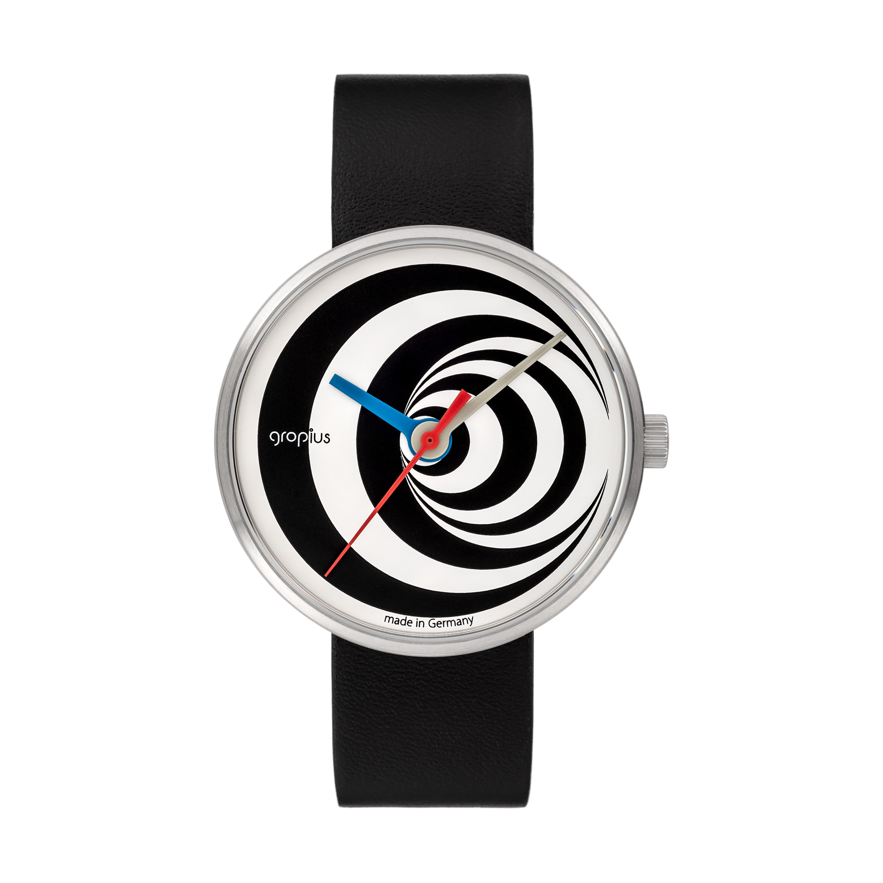 Walter Gropius Quarzuhr Made in Germany, Saphirglas, Forum Excentric - WG 002-04, Designeruhr, Lederarmband mit Easy-Release System, Edelstahlgehäuse