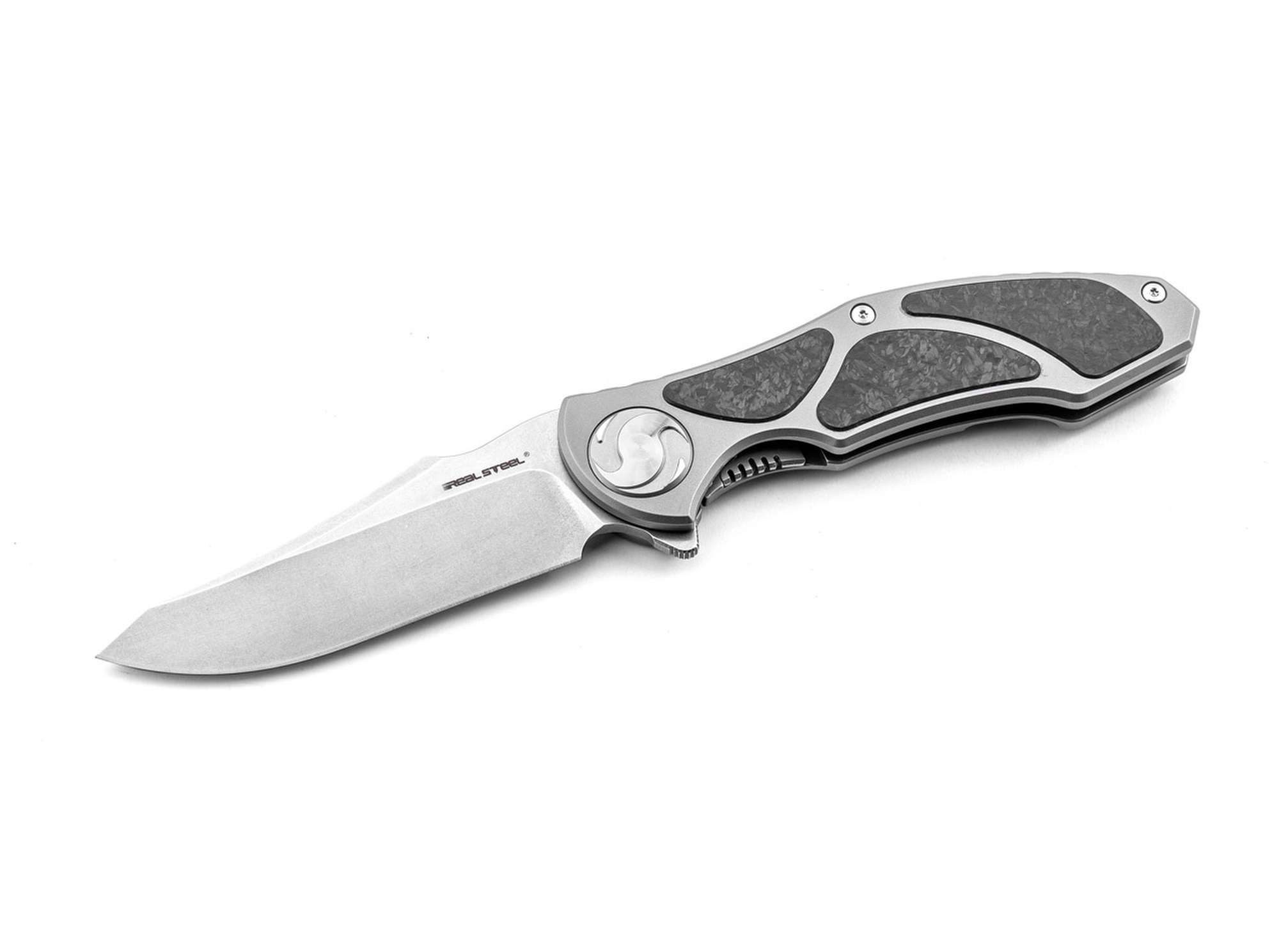 Real Steel Taschenmesser Real Steel Exorcist S35VN Ti Shred CF Three Scales