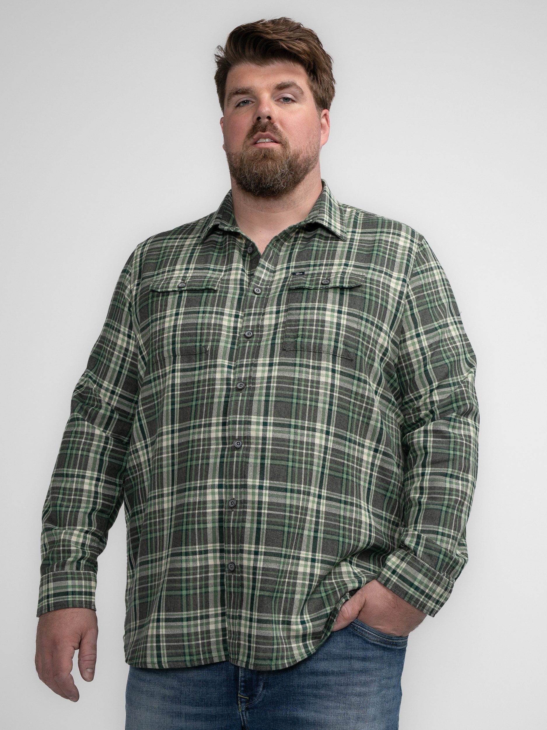 Langarmhemd Karierte Hemd Plus Size Bristol