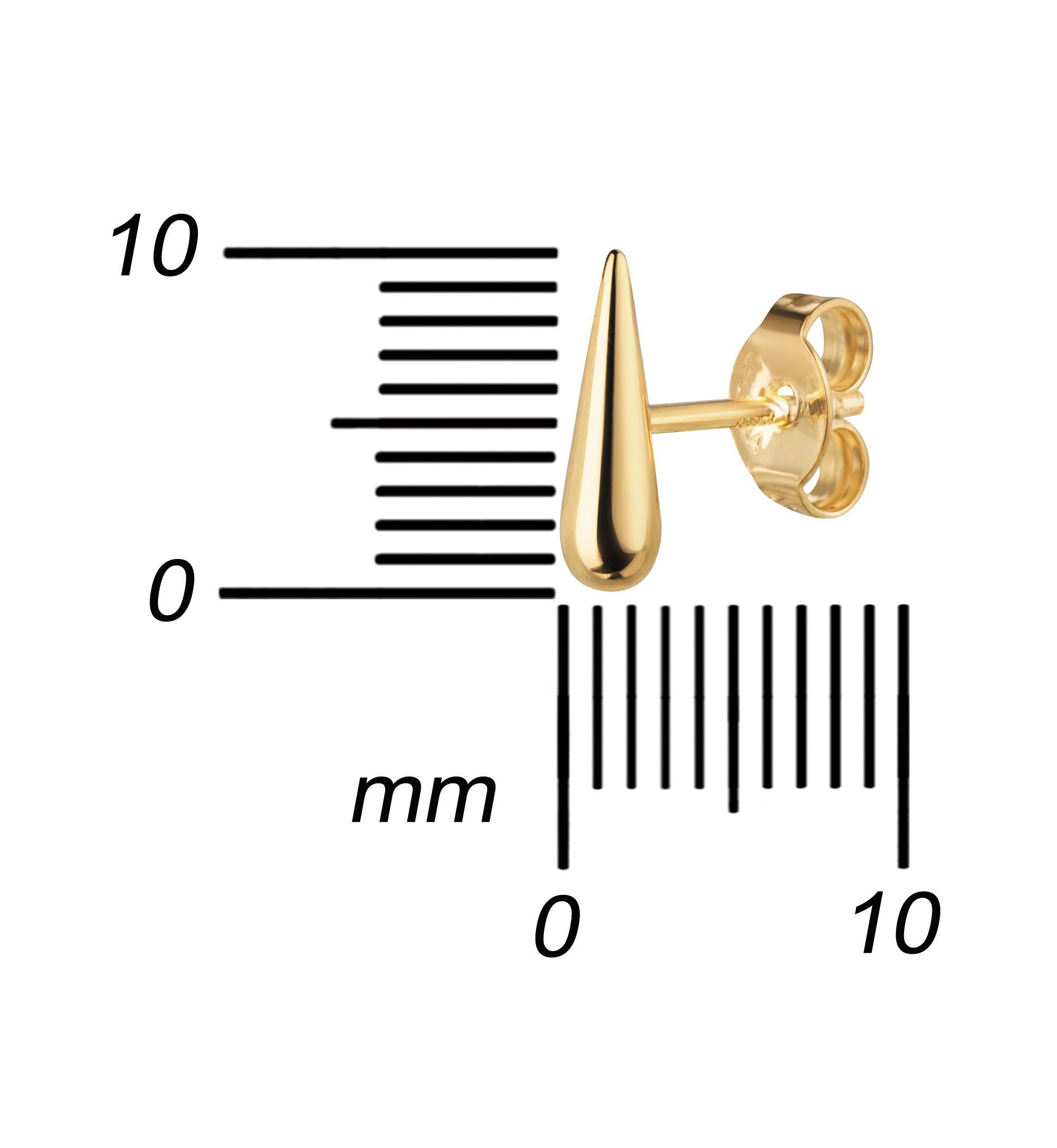 JEVELION Paar Ohrstecker Gold 333 Tropfen Ohrringe (Gold Ohrschmuck, 2-tlg., für Damen und Mädchen), Goldstecker - Made in Germany