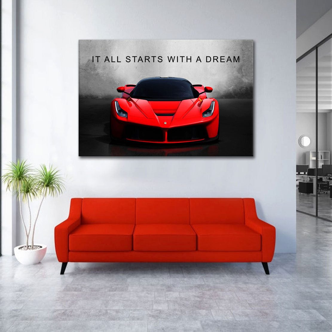 Artedinoi Leinwandbild Motivation Auto Sportwagen Wandbild Leinwandbild Deko Kunst XL, Sportwagen, Nahaufnahme