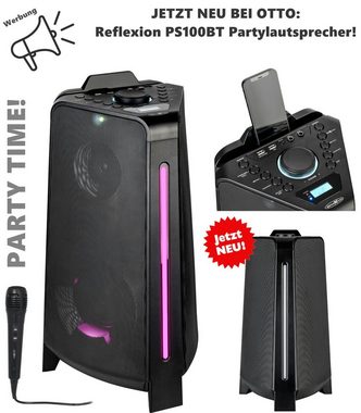 Reflexion Reflexion PS07BT Mobile Discosoundmaschine Party-Lautsprecher (Bluetooth, 320 W, Blaues LED-Licht blinkt zum Musikbeat, Karaokefunktion)