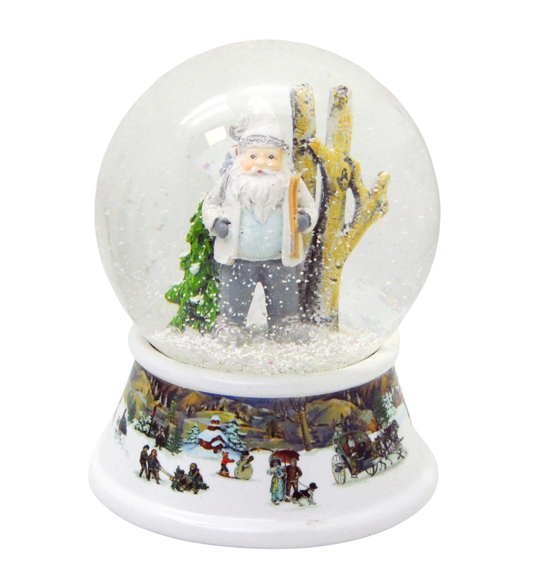 MINIUM-Collection Schneekugel Santa weiß Winterwald Sockel Winterlandschaft Spieluhr 10cm