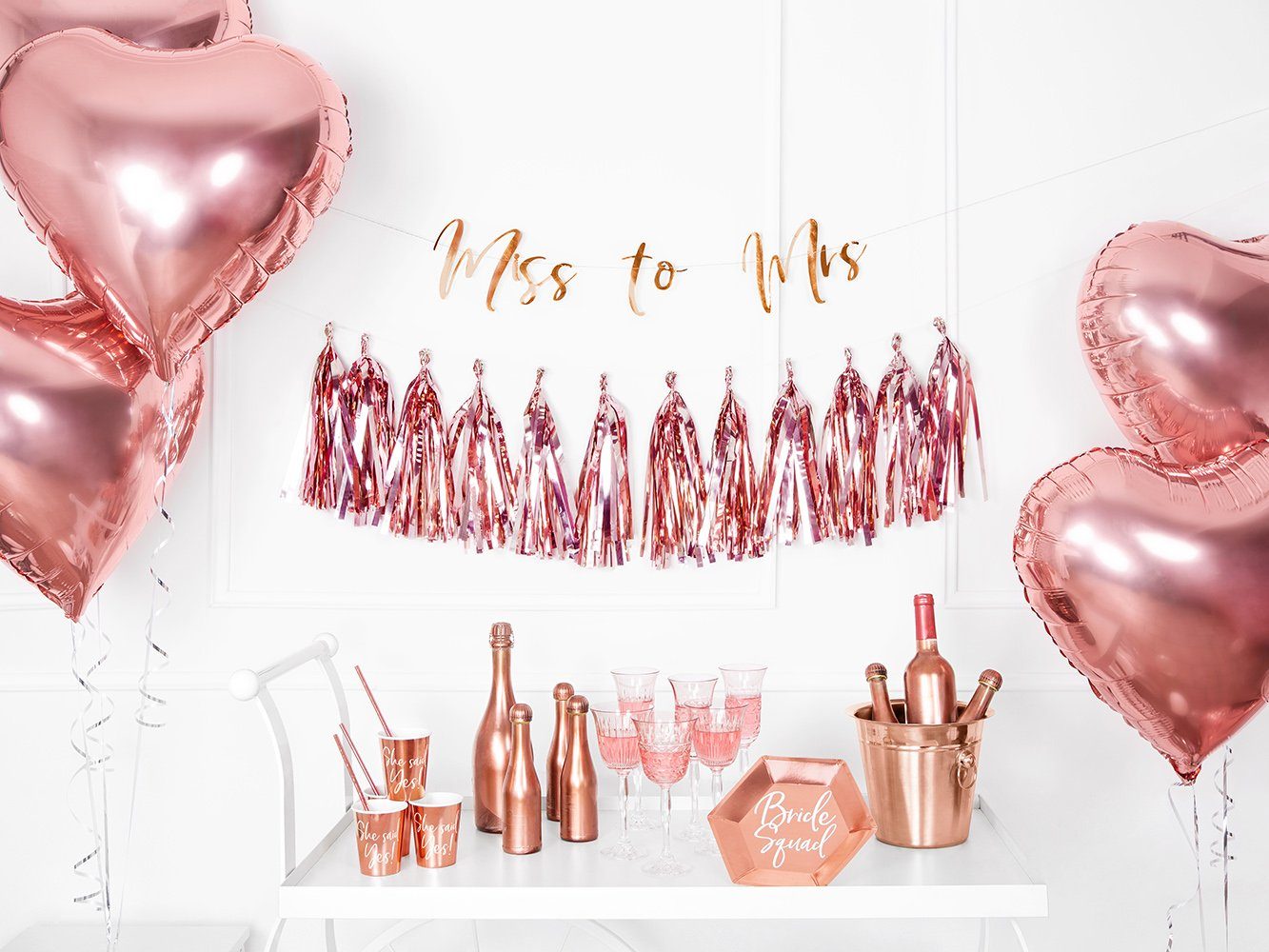 partydeco Becher, Papier, Pappbecher She said yes! 220ml roségold 6er Set