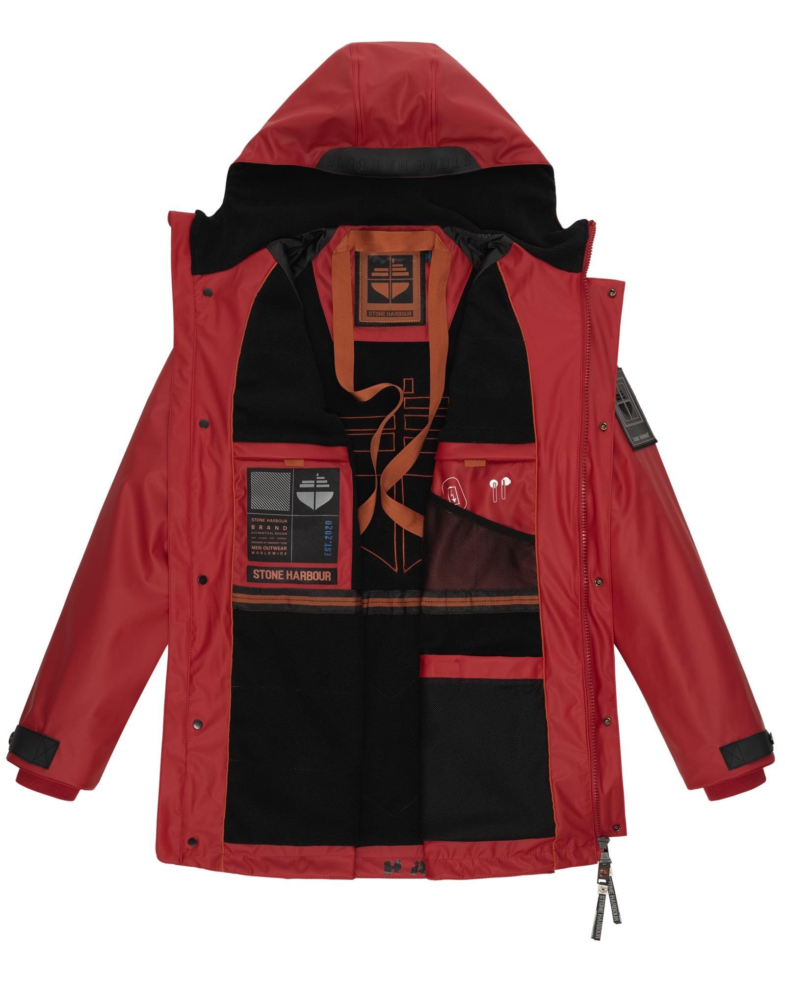 Stone Harbour Regenjacke Rihaa Gummierter Regenparka mit Fleece-Innenfutter