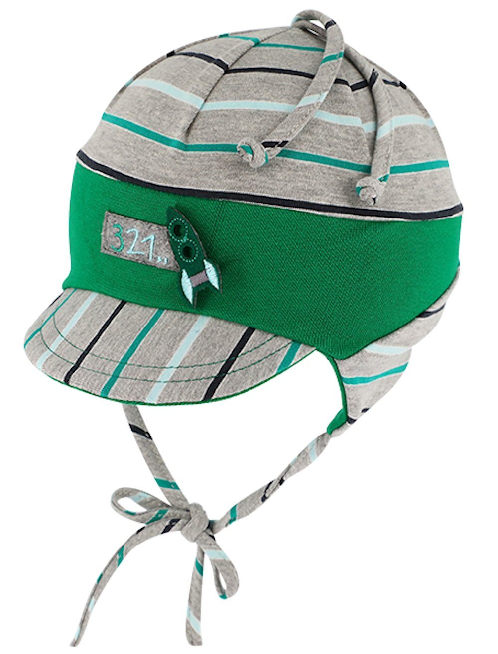 Fiebig Ohrenmütze Fiebig smaragd Jungen grün Mütze Schildmütze Emblem Jersey Bindemütze (nein)