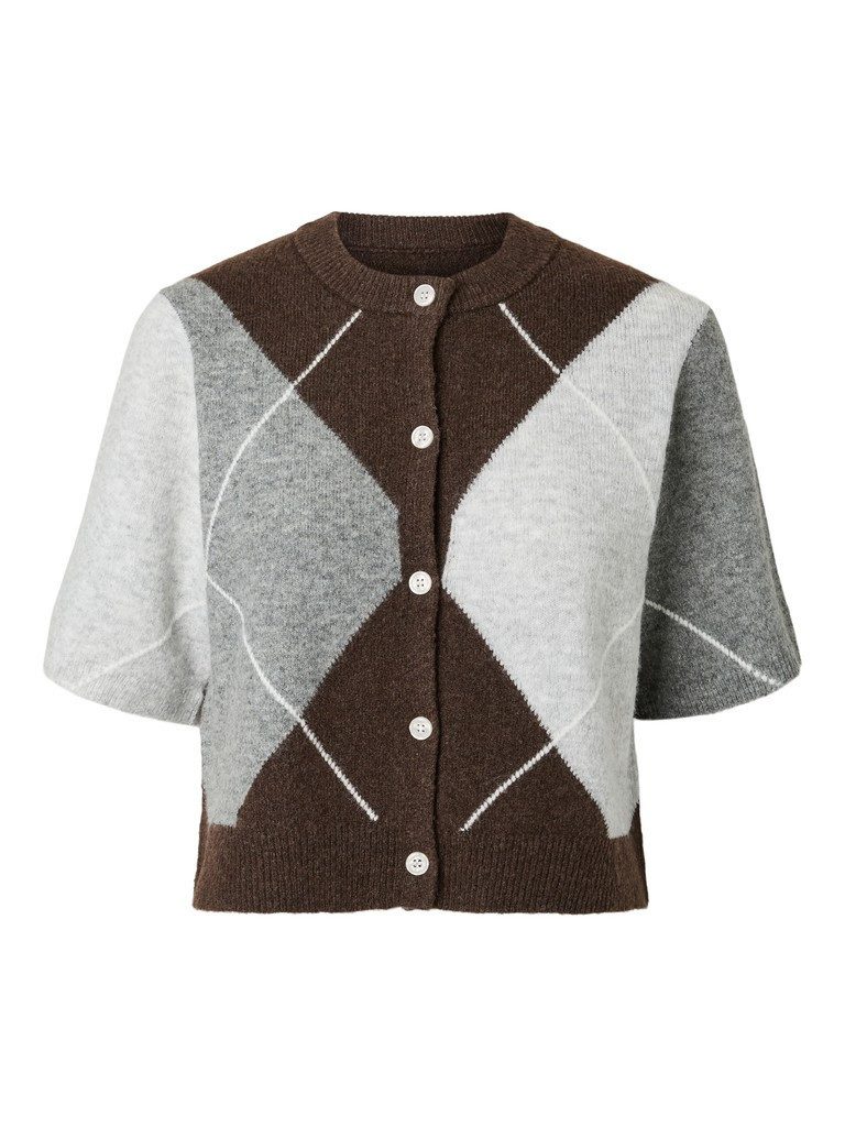 pieces Strickjacke PCSALLY SS KNIT CHECK CARDIGAN BC