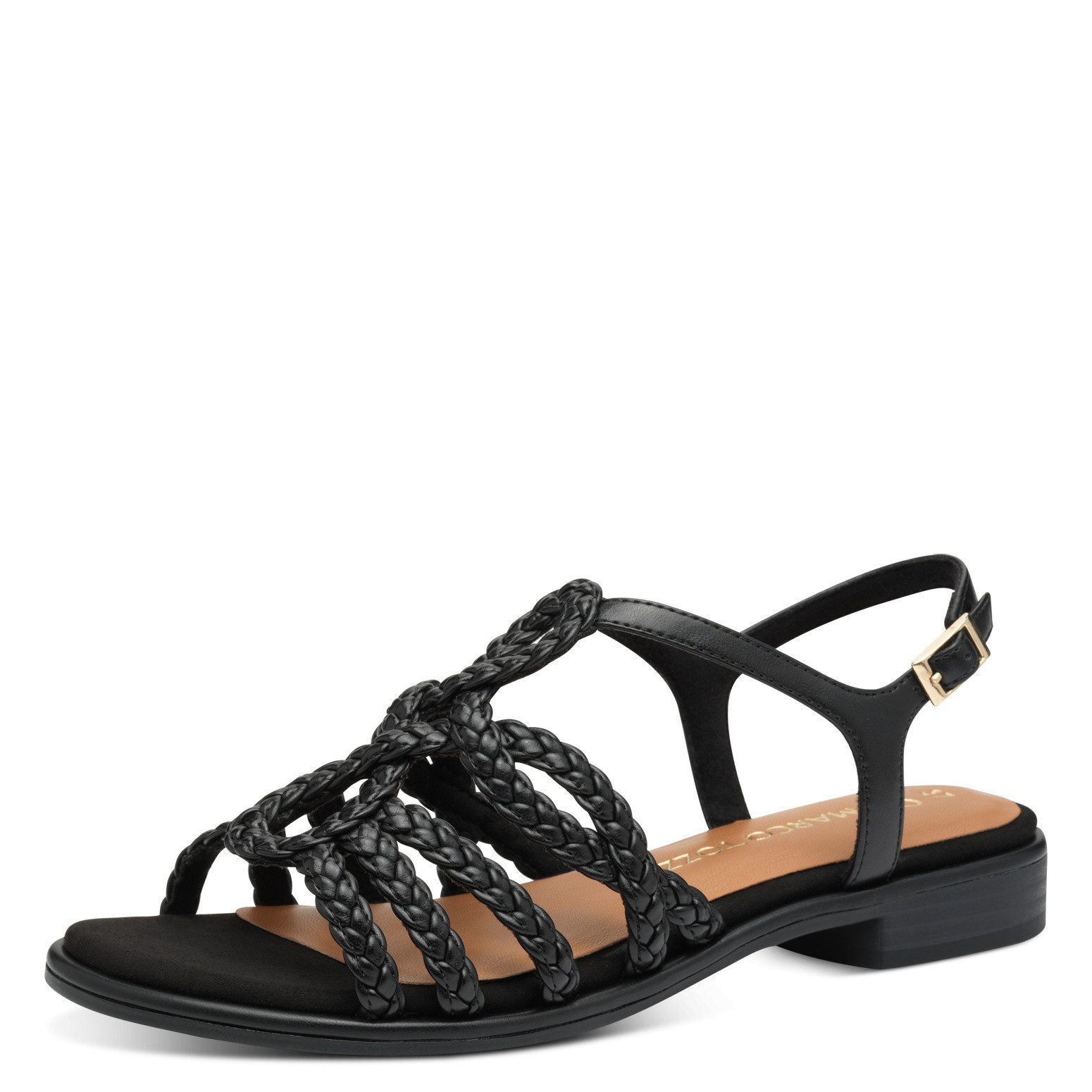 MARCO TOZZI Sandalette Blockabsatz, Sommerschuh mit modischen Flechtriemchen