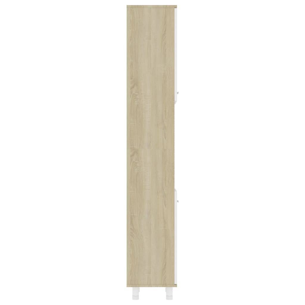 Holzwerkstoff, Badezimmerschrank 30x30x179 Sonoma-Eiche Weiß Badezimmer-Set Weiß und (1-St) Sonoma-Eiche vidaXL cm