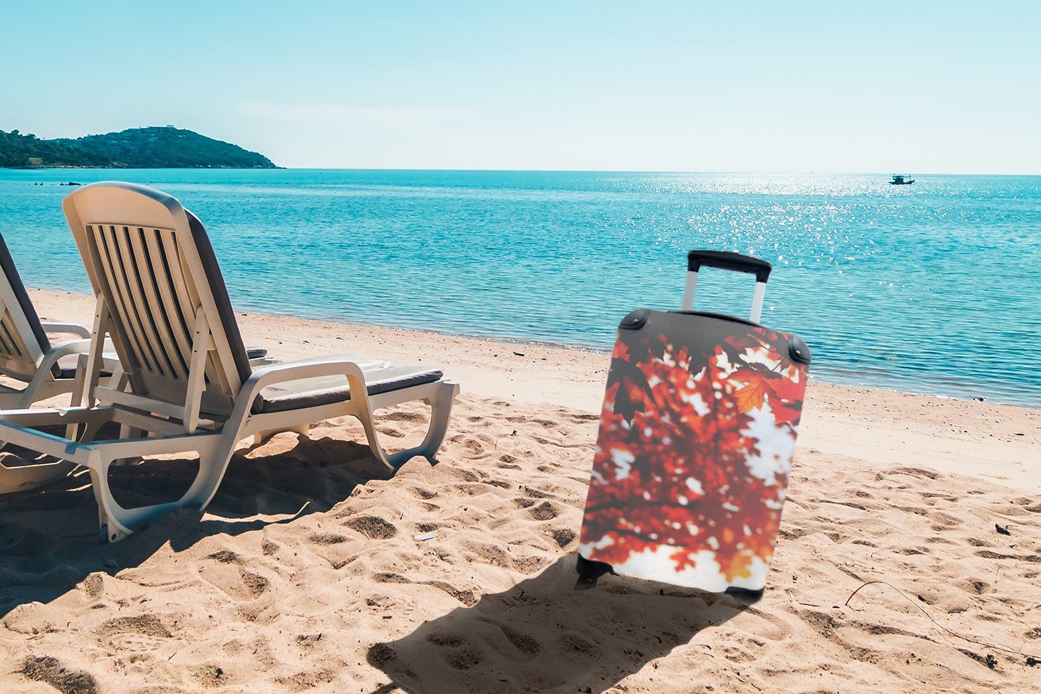 Blätter Reisetasche Sonne, MuchoWow - Dekoration Rollen, Herbstliche rollen, - Rustikale Handgepäck mit 4 Ferien, Reisekoffer Trolley, Handgepäckkoffer für