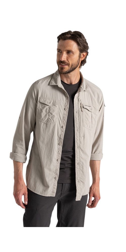 Craghoppers Langarmhemd NosiLife Adventure LS III (Brusttasche, leicht) beige/hellgrau Herren – Bild 4 von 5