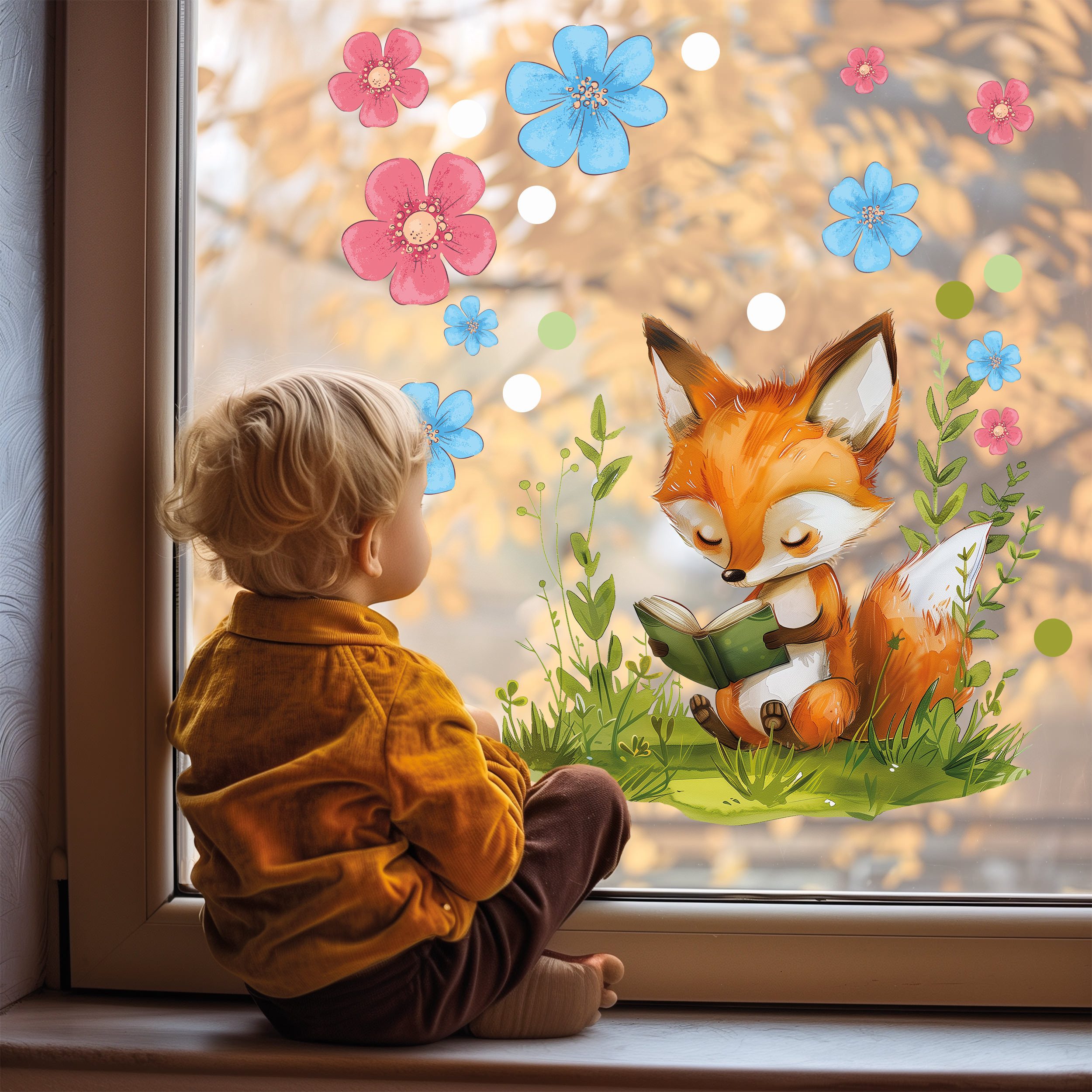 Sunnywall Fensterdekoration wiederverwendbares Fensterbild Buch lesender günstig online kaufen