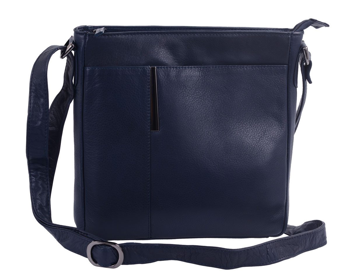 Handtasche Lemondo Damen Lederhandtasche dunkelblau mit Schulterriemen