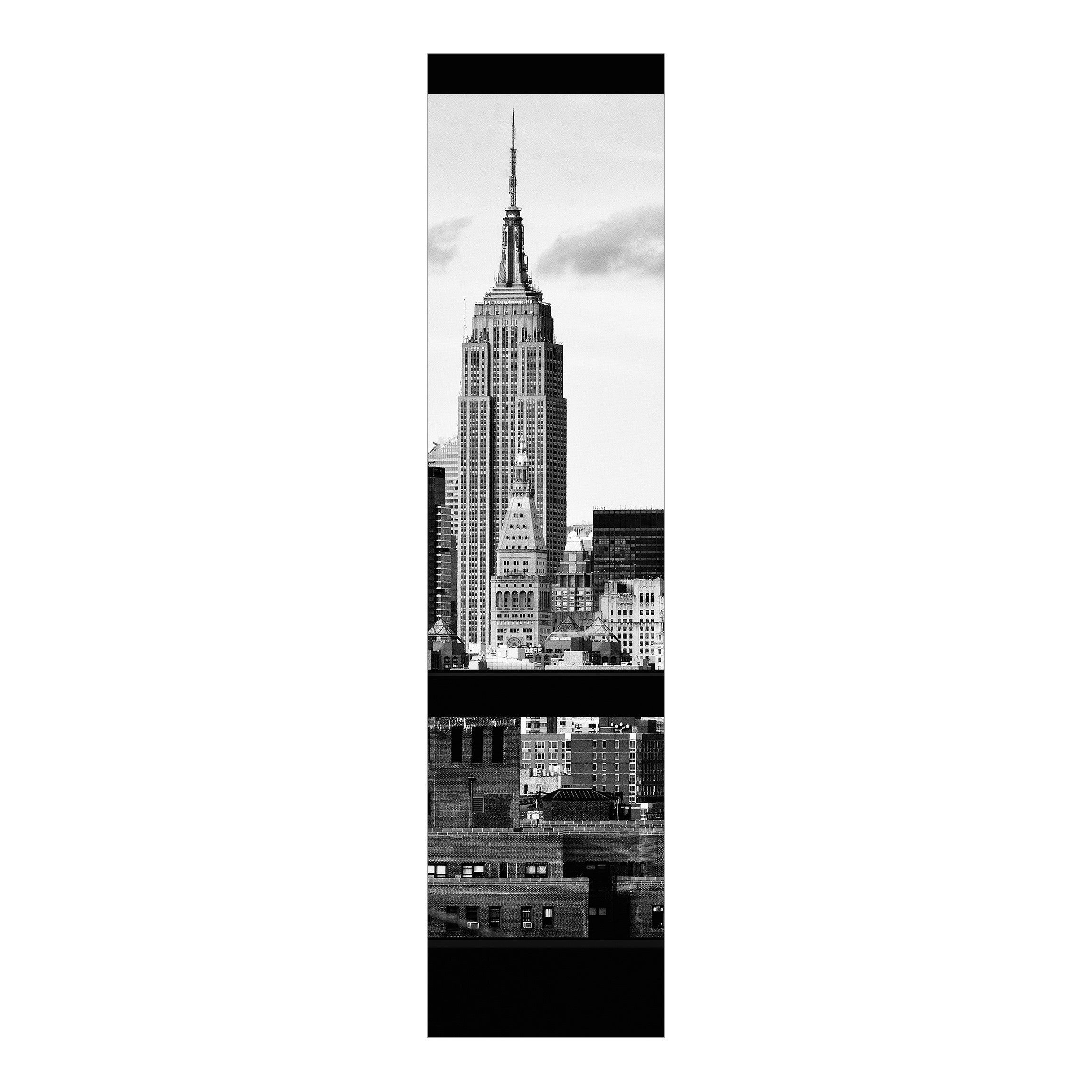 Bilderdepot24 Schiebegardine modern Flächenvorhang blickdicht New York schwarz weiß (1 St), halbtransparent, Wohnzimmer große Flächengardine lichtdurchlässig für Klemm-System