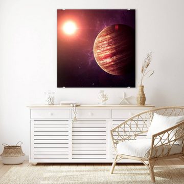 Primedeco Glasbild Wandbild Quadratisch Jupiter aus dem All mit Aufhängung, Weltall