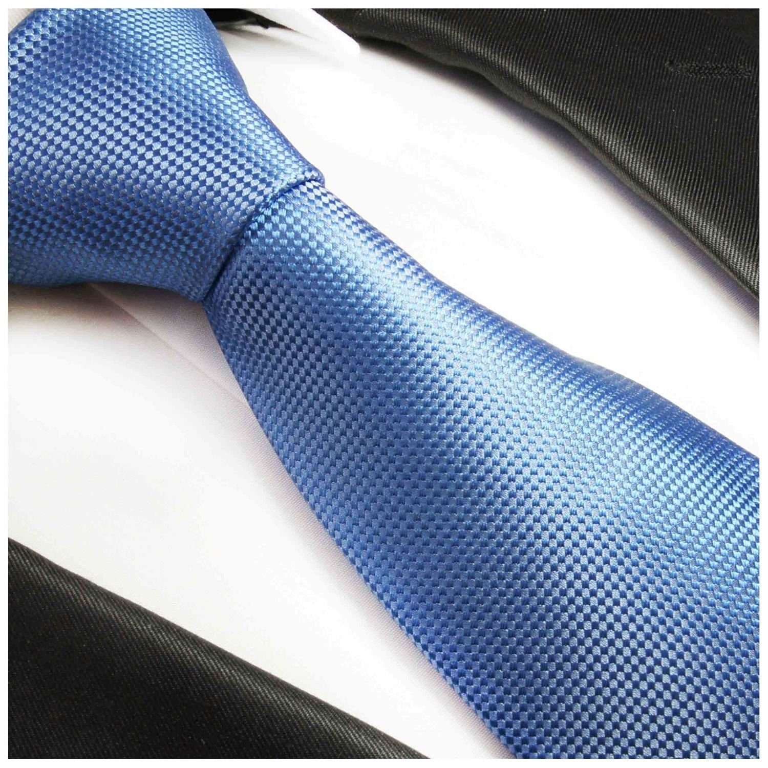 blau Schlips Designer Paul Herren 100% 898 Seide (6cm), Schmal Krawatte modern Seidenkrawatte uni Malone