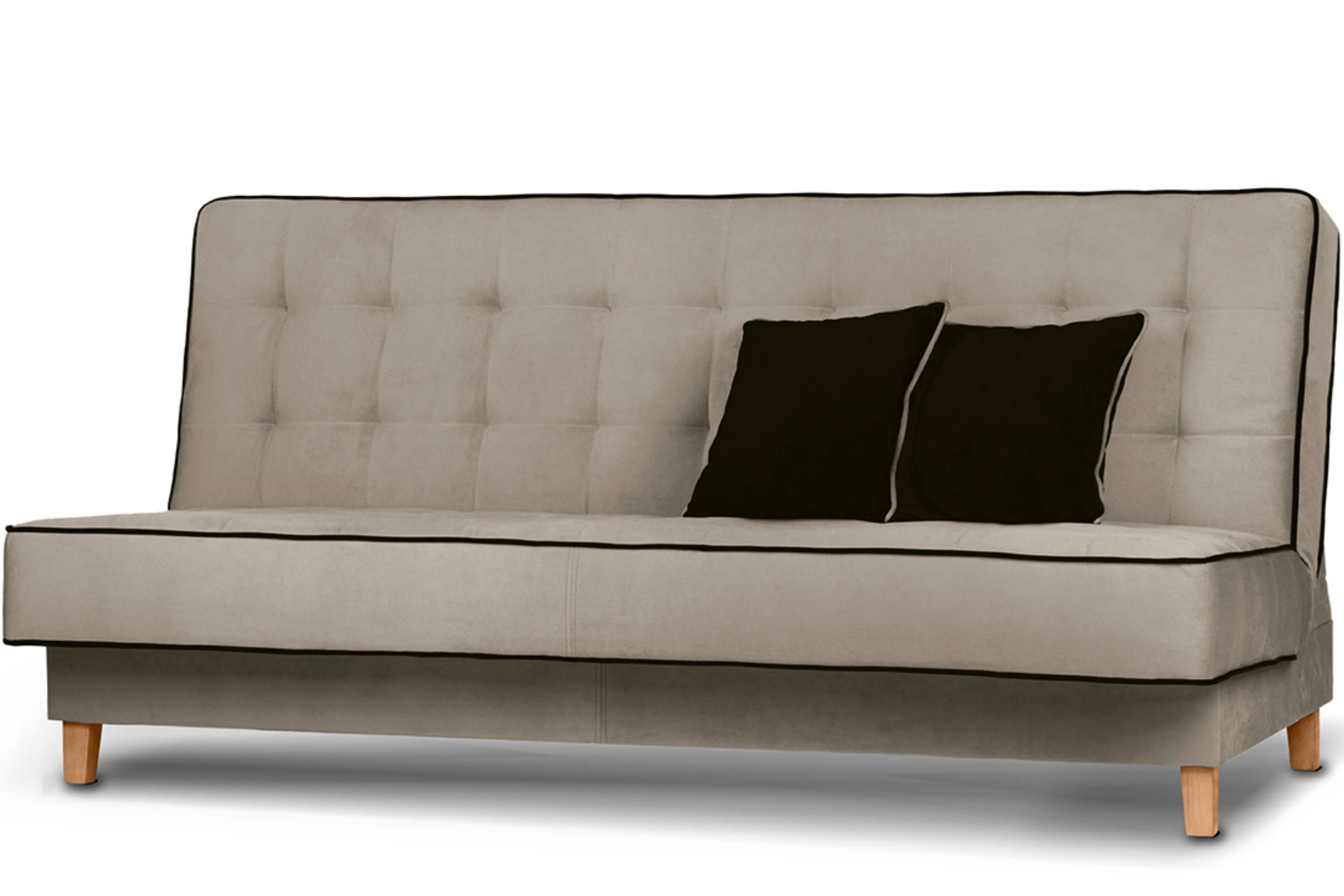 Konsimo Schlafsofa DOZER Sofa 3 ausziehbare Wellenunterfederung 197x120cm, | / beige Liegefläche: Personen, mit beige braun Velours