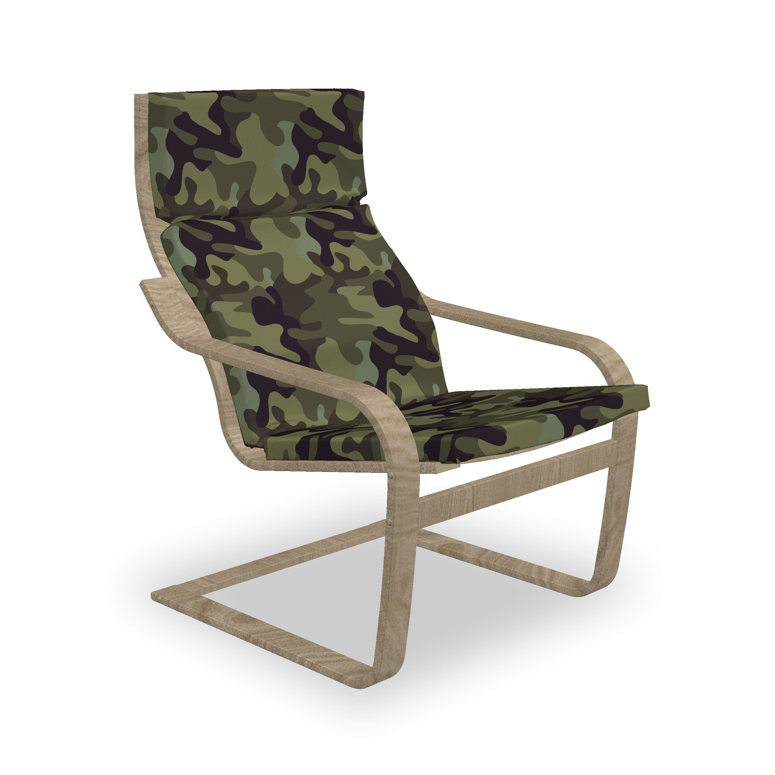 Abakuhaus Stuhlkissen Sitzkissen mit Stuhlkissen mit Hakenschlaufe und Reißverschluss, Khaki Camouflage Motiv Camo Stains