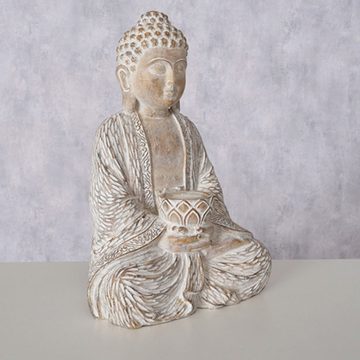 BOLTZE GRUPPE GmbH Buddhafigur NEHMET, Beige, Kunstharz, H 30 cm, Sitzend, (1 St)