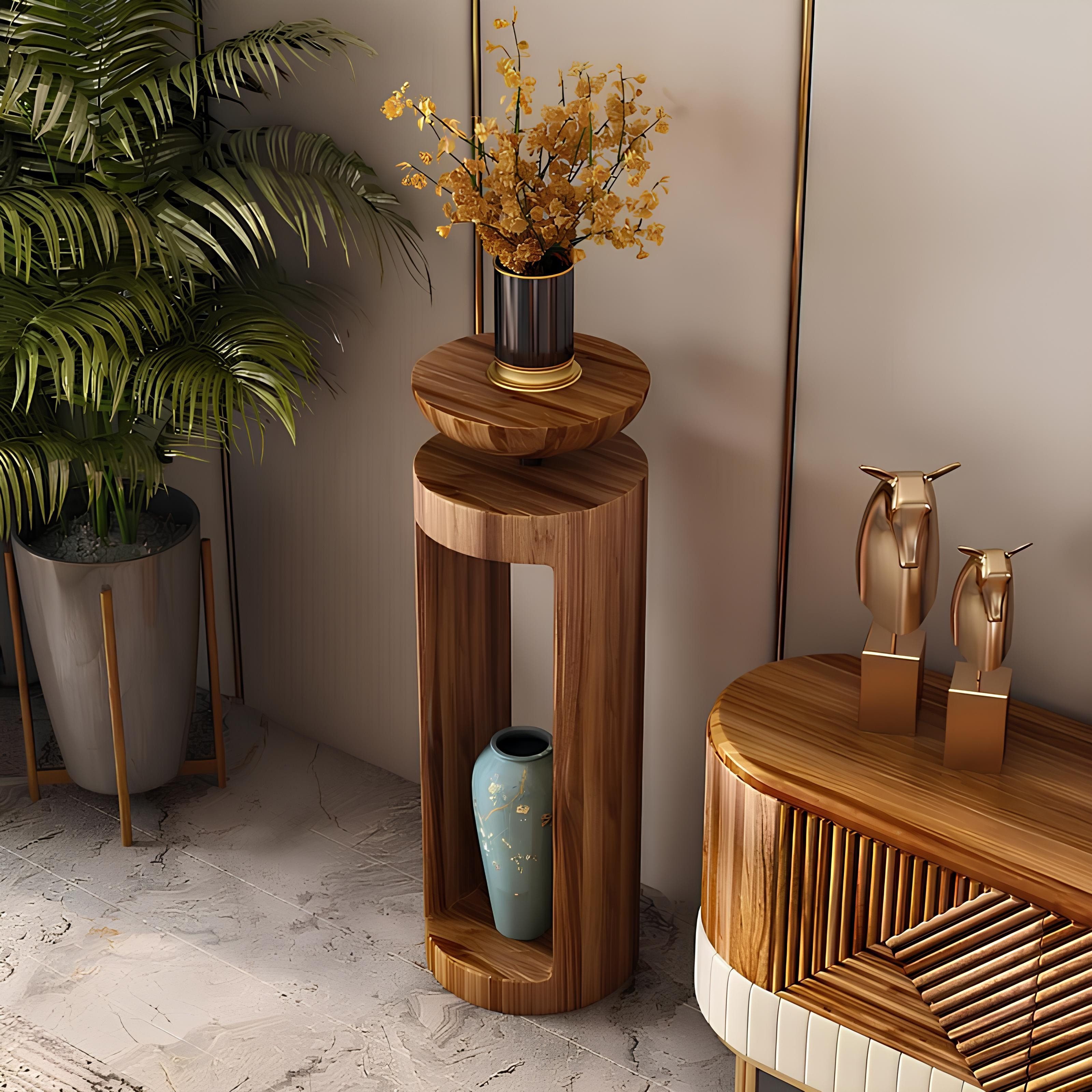 Xlmoebel Blumenständer Holz Blumenständer mit elegantem Design für Blumentöpfe und Vasen (1 St., Blumenstand), Hergestellt in Europa