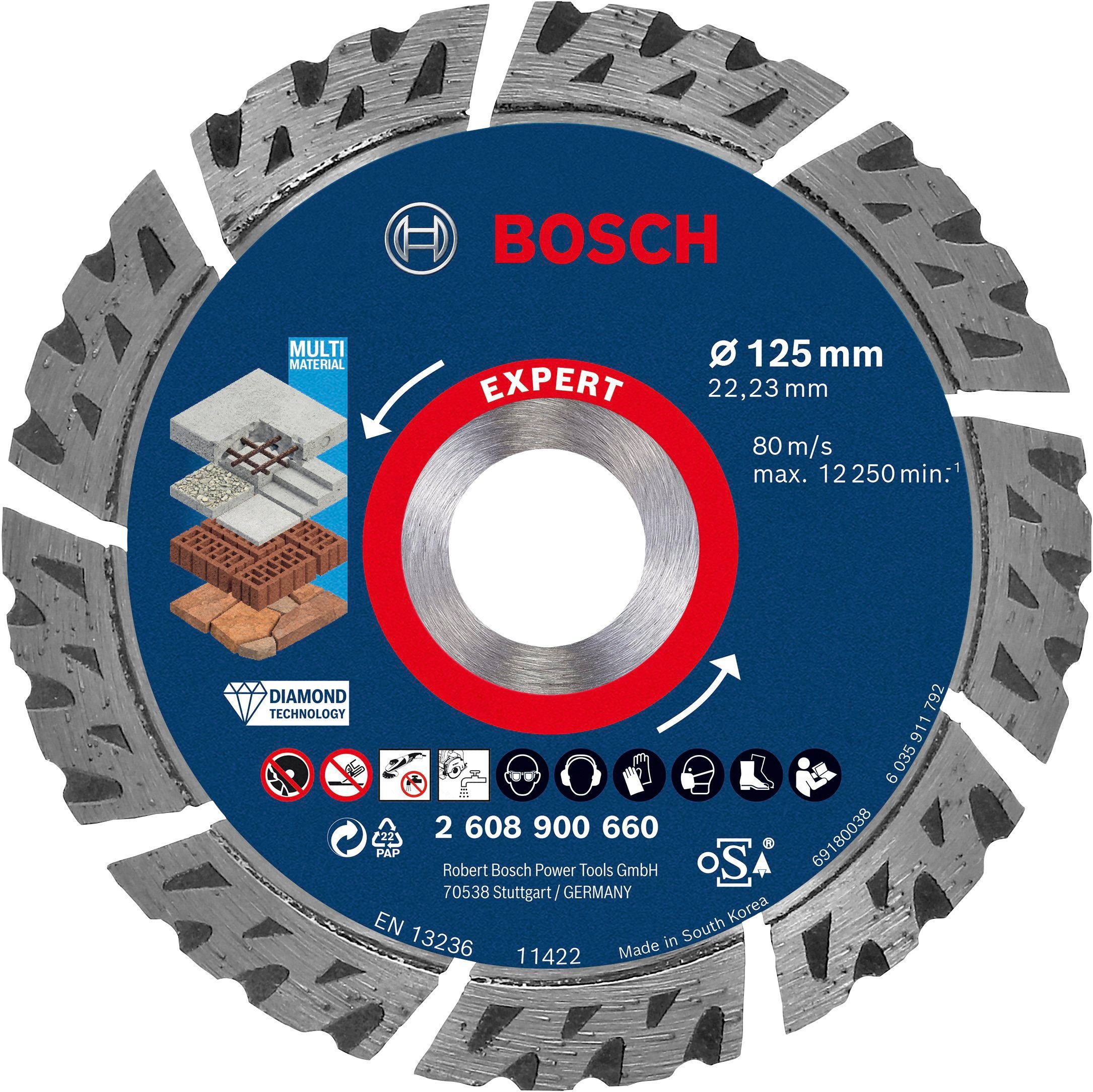 Bosch Professional Diamanttrennscheibe x 125 12 Ø 2,2 mm MultiMaterial, x 22,23 mm, Expert
