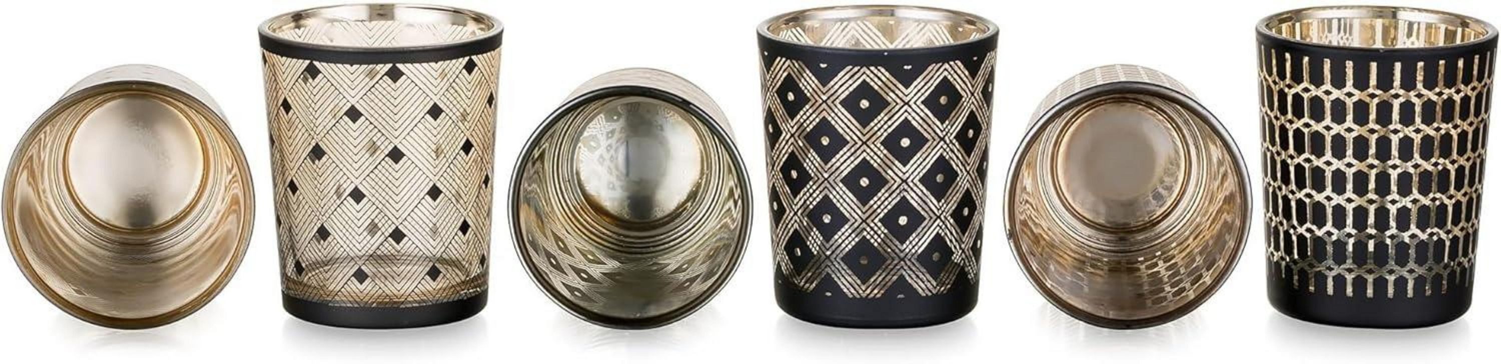 Teelichthalter Teelichthalter Windlicht Glas Set 6 Stück modern Deko Wohnzimmer