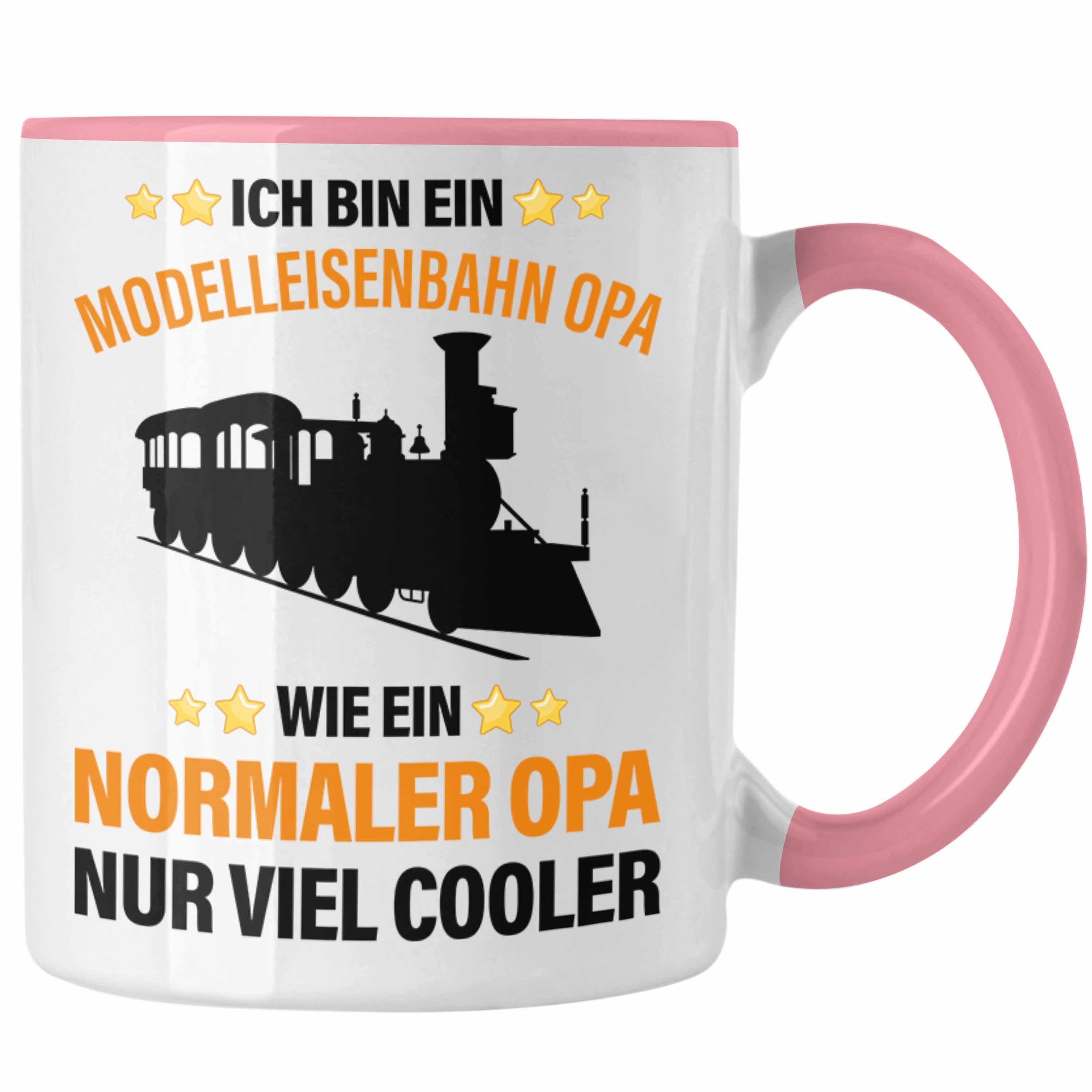 Spruch Geschenkidee Eisenbahn Modeleisenbahn Opa Geschenk Opa Dampflokomotive Trendation Rosa Rentner - Trendation Tasse Tasse Geschenk