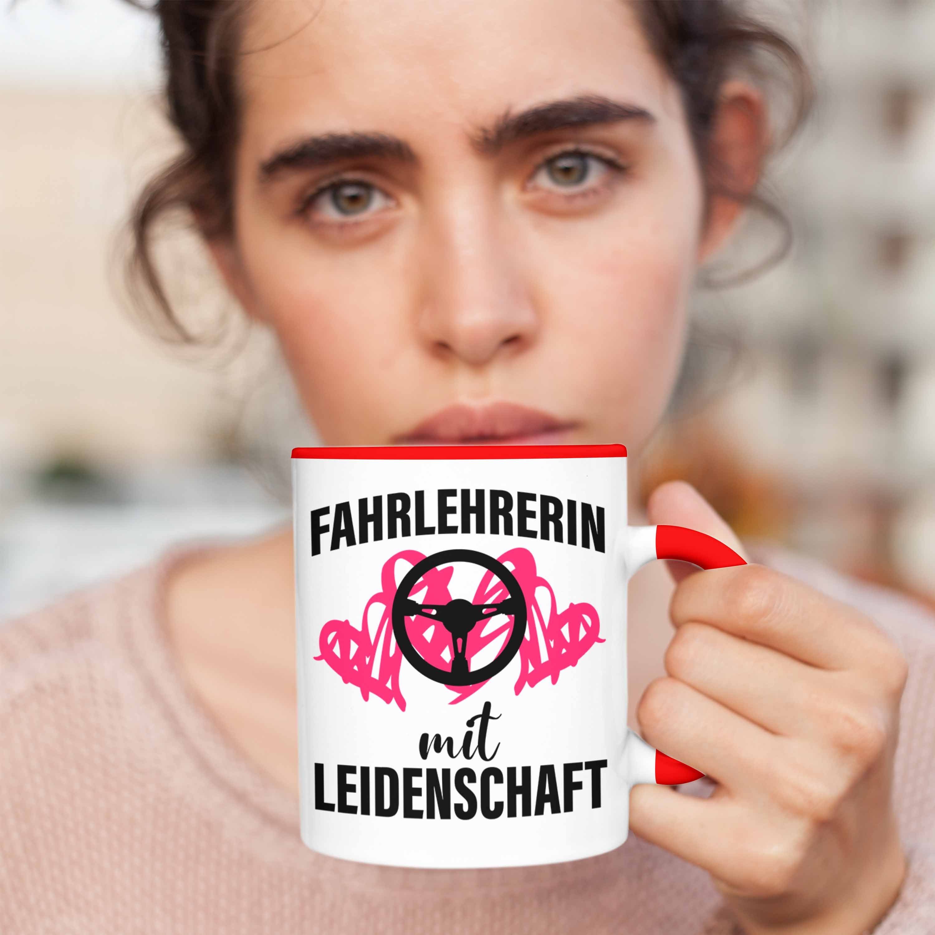 Tasse Tasse Geschenkidee Trendation Dankeschön Dank Trendation Geschenk für Fahrlehrerin - Rot Kaffeetasse Fahrlehrerinnen