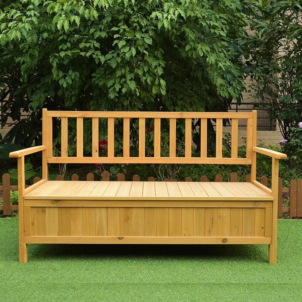 Feel2Home Gartenbank Gartentruhe Sitzbank Braun Holzbox Auflagenkiste Aufbe günstig online kaufen