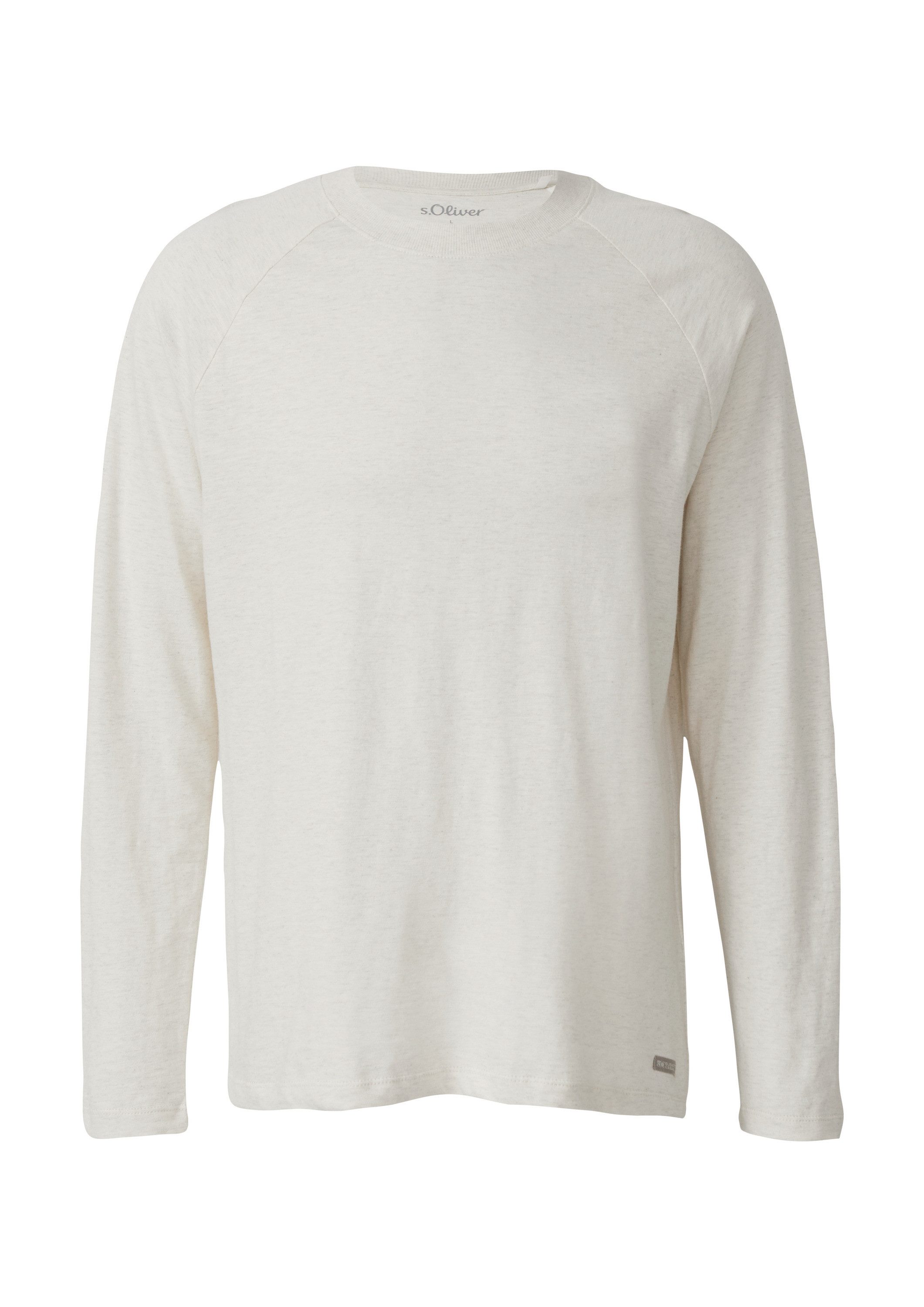 s.Oliver Langarmshirt T-Shirt Meliertes Longsleeve aus reiner Baumwolle mit Raglanarm