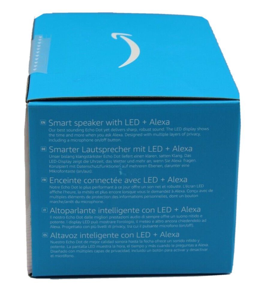 Temperatursensor, Amazon Speaker Blaugrau Mikrofon-aus-Taste) Generation 1.0 Uhr Integrierter Dot mit (WLAN 5. (WiFi), Smart Echo