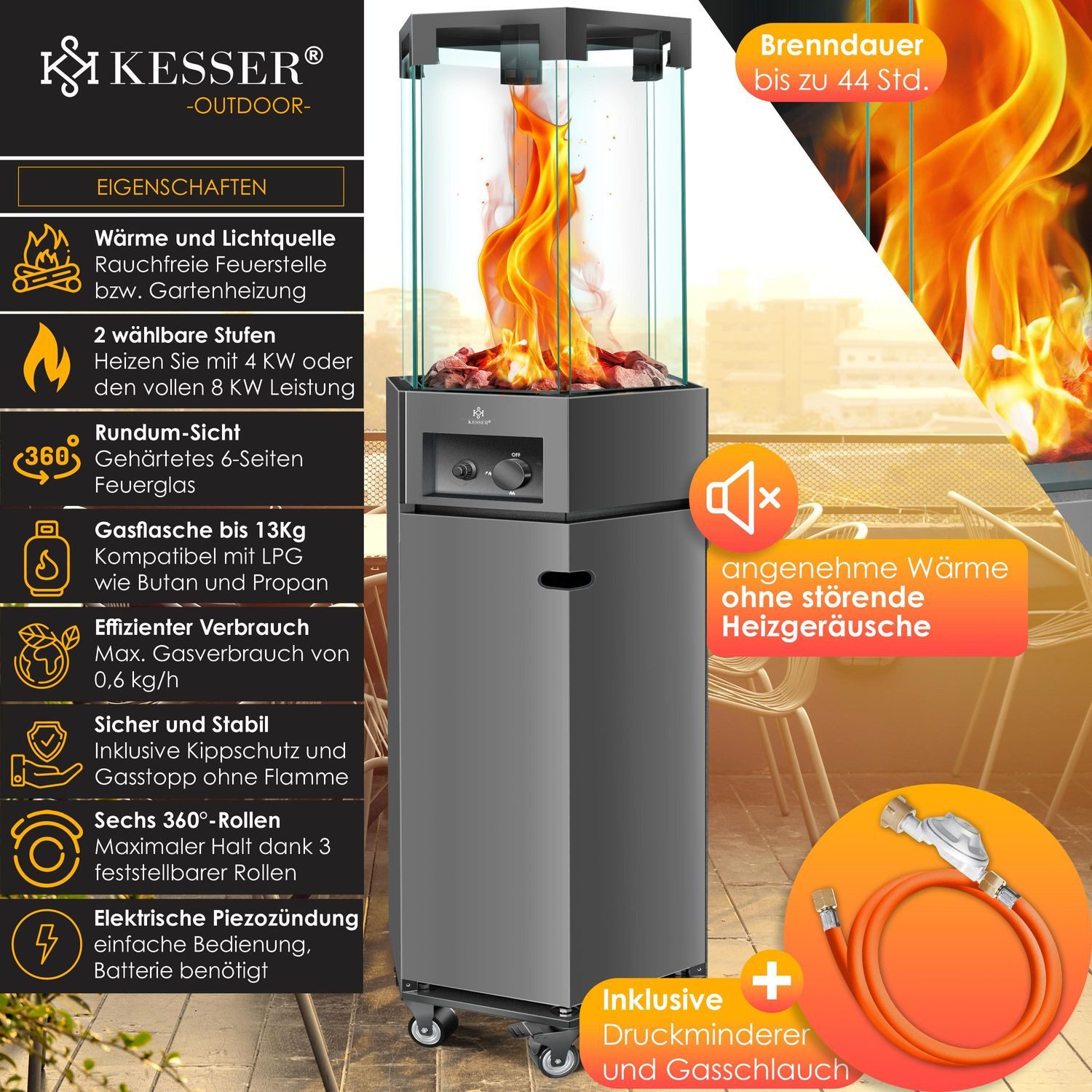 KESSER Heizstrahler, Heizstrahler Gas Terrassenheizstrahler Gasheizung günstig online kaufen