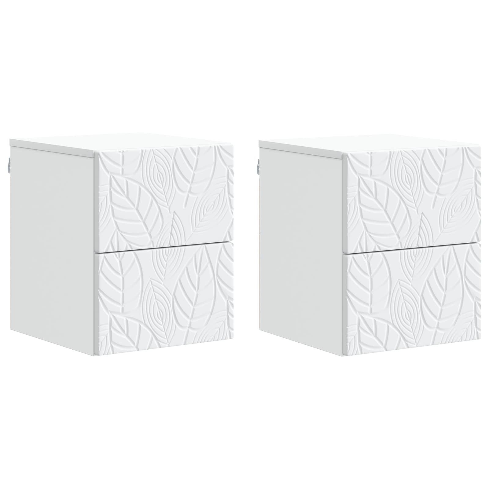 vidaXL Nachttisch Wandmontierter Nachttisch 2 Stk. Weiß 34,5 x 33 x 40 cm (2-St)