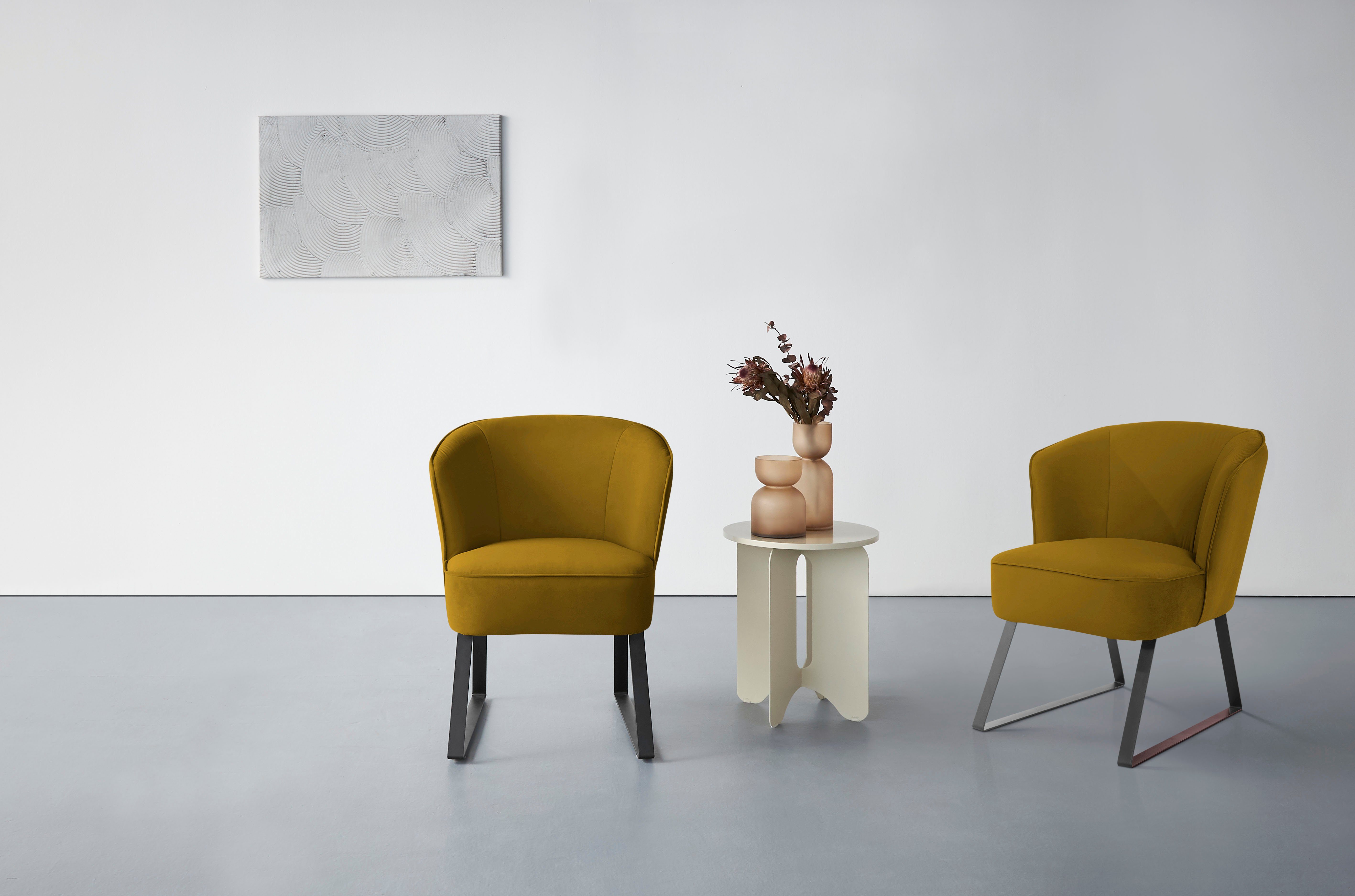 exxpo - sofa fashion Sessel Americano, Loungesessel, mit Keder und Metallfüßen, Bezug in verschiedenen Qualitäten, 1 Stck.