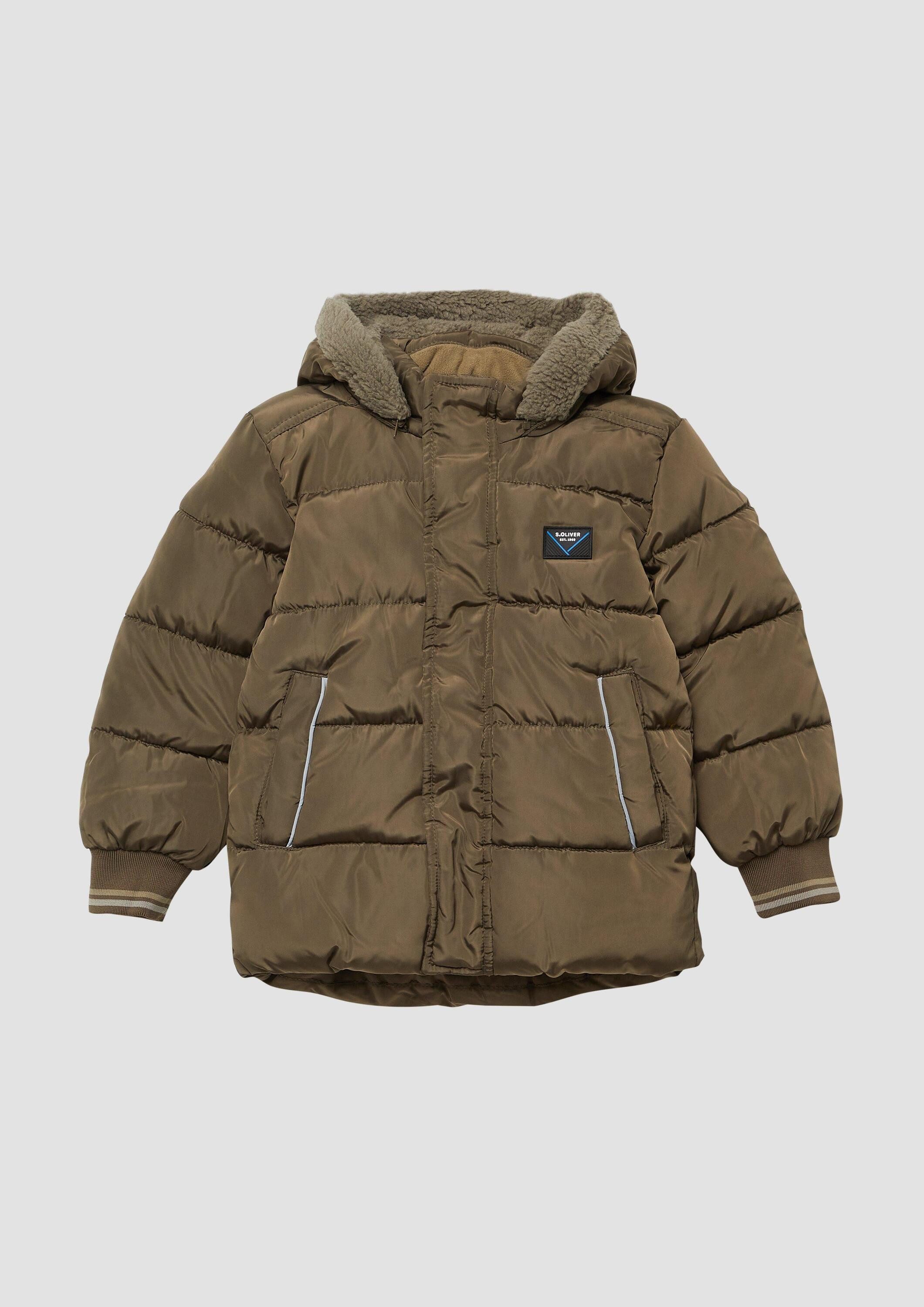 s.Oliver Winterjacke Outdoor-Jacke Stepp-Jacke mit Fleece-Futter und Kapuze