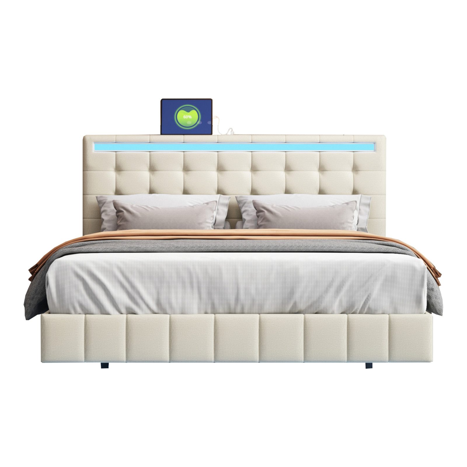 PXloue Polsterbett Doppelbett Jugendbett (Mit 2 günstig online kaufen