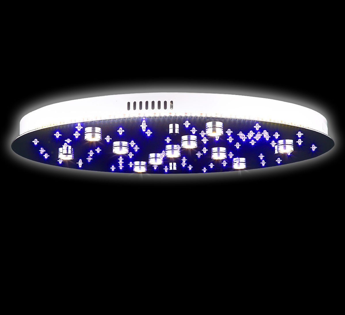 Subbeleuchtung in Stufenschaltung für mit Farbwechsel Lewima Ø60cm Kaltweiß, in flach, der Deckenlampe Sternenhimmel mit Decke LED RGB und LED Deckenleuchte Stars, XL Warmweiß, Fernbedienung Hauptbeleuchtung
