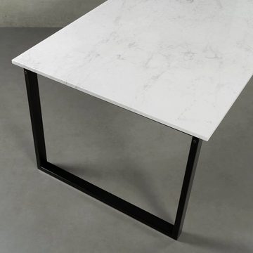 MAGNA Atelier Esstisch BERGEN OVAL mit Marmor Tischplatte für Outdoor, Garten Esstisch eckig, Metallgestell, 160x100x75cm und 200x100x75cm
