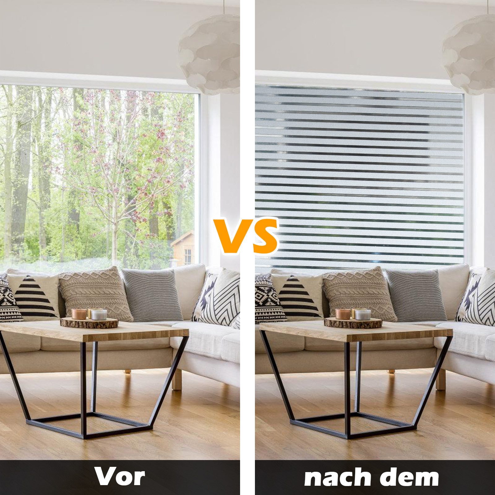 Clanmacy Fensterfolie 2X Blickdicht Selbsthaftend, Sichtschutzfolie Fenster, 95% UV-Schutz – Bild 5 von 5