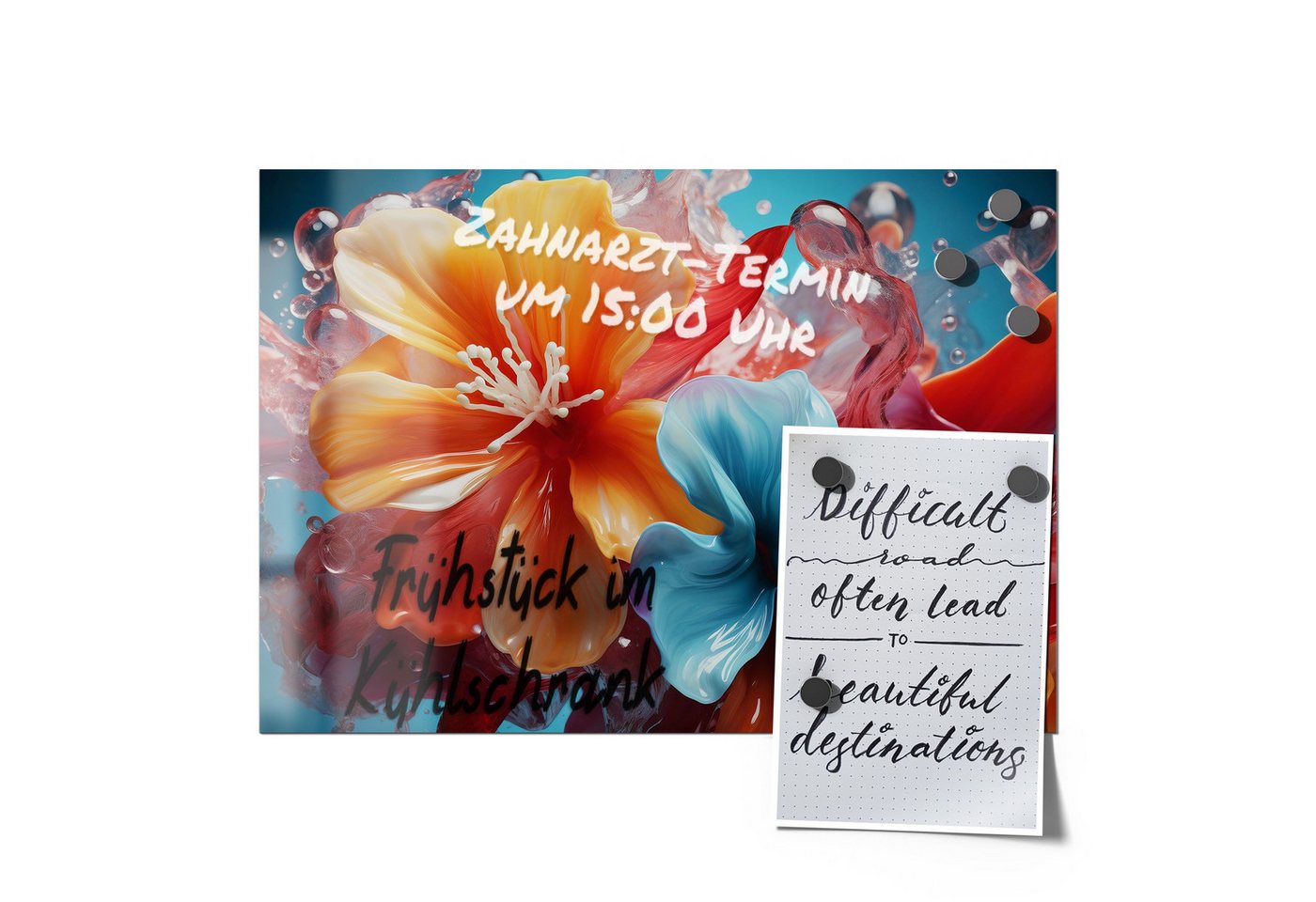 Thumbnail - DEQORI Magnetfolie 'Flüssige Blumenkunst', beschreibbar universal Magnetmatte magnetisch Folie Planer Kalender