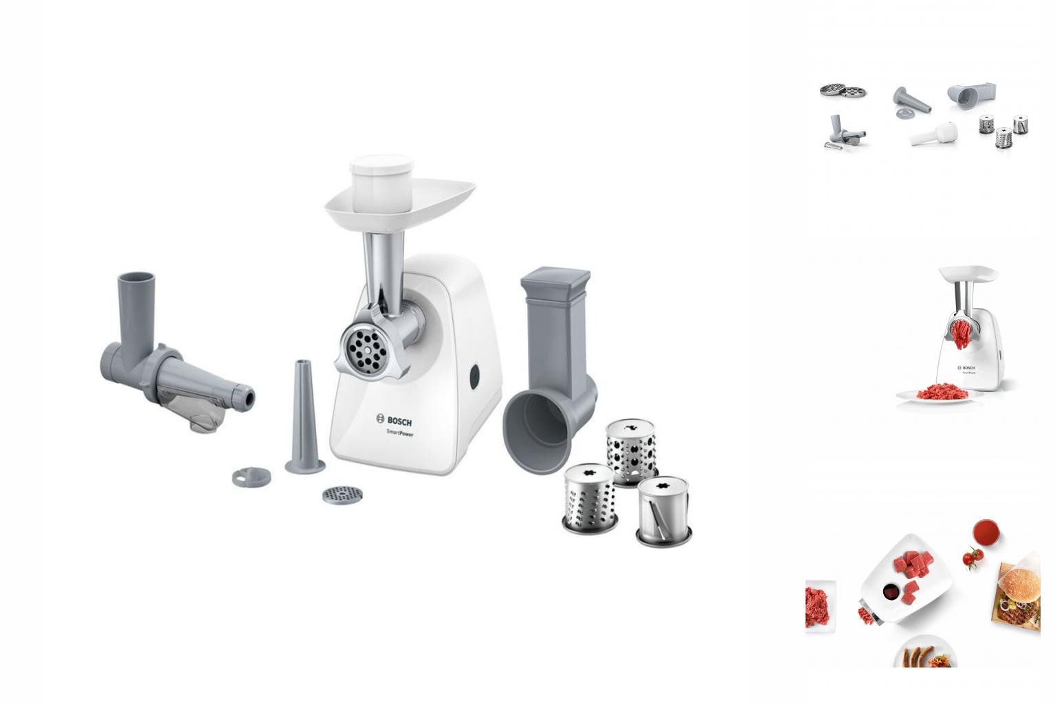 Bosch Fleischwolf MFW2510W – 350W Stark, Mit Edelstahlsieben & Saugnäpfen Für Perfektes Hackfleisch In Weiß