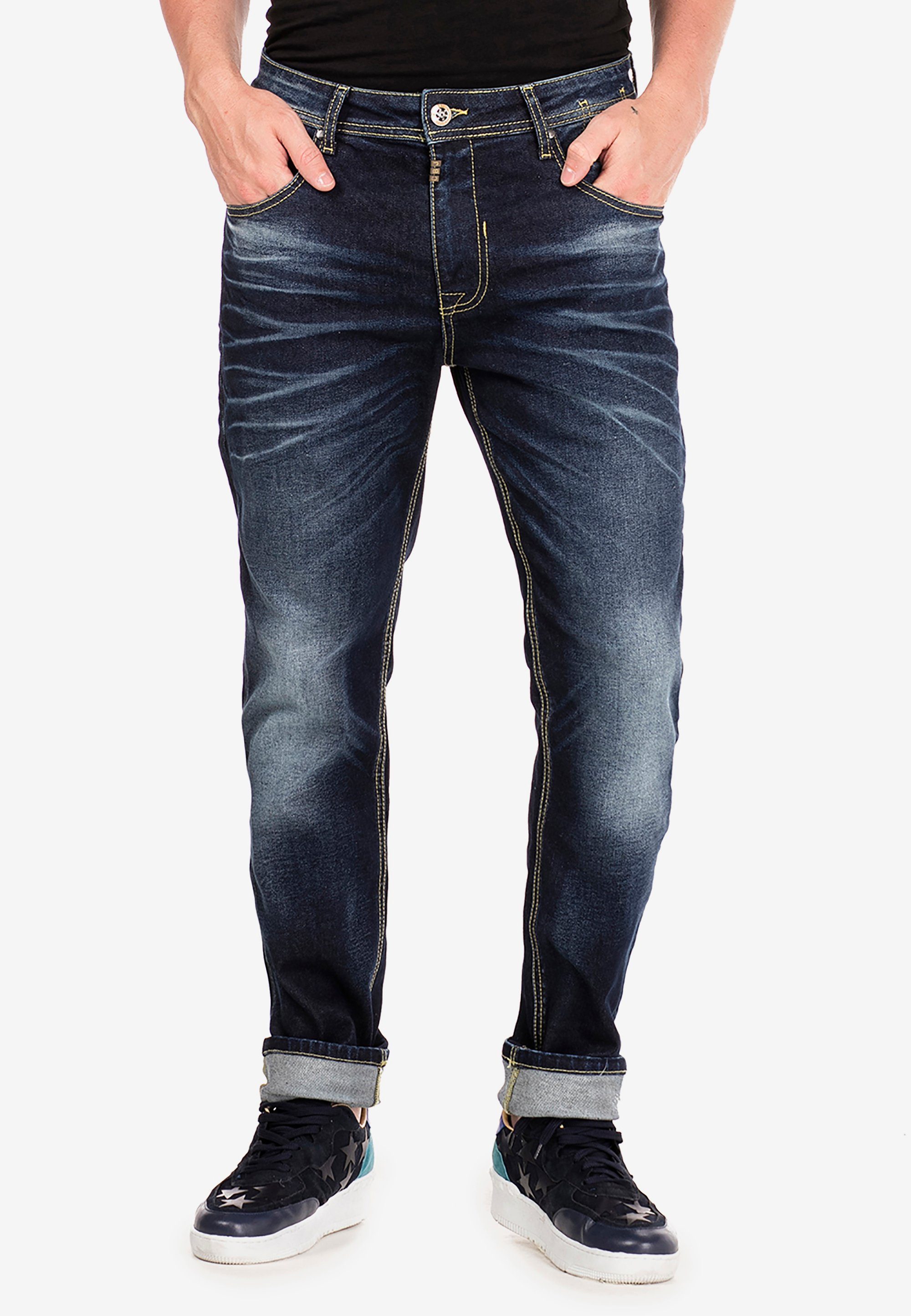 Cipo & Baxx Slim-fit-Jeans im Fit in Straight Washed-Look