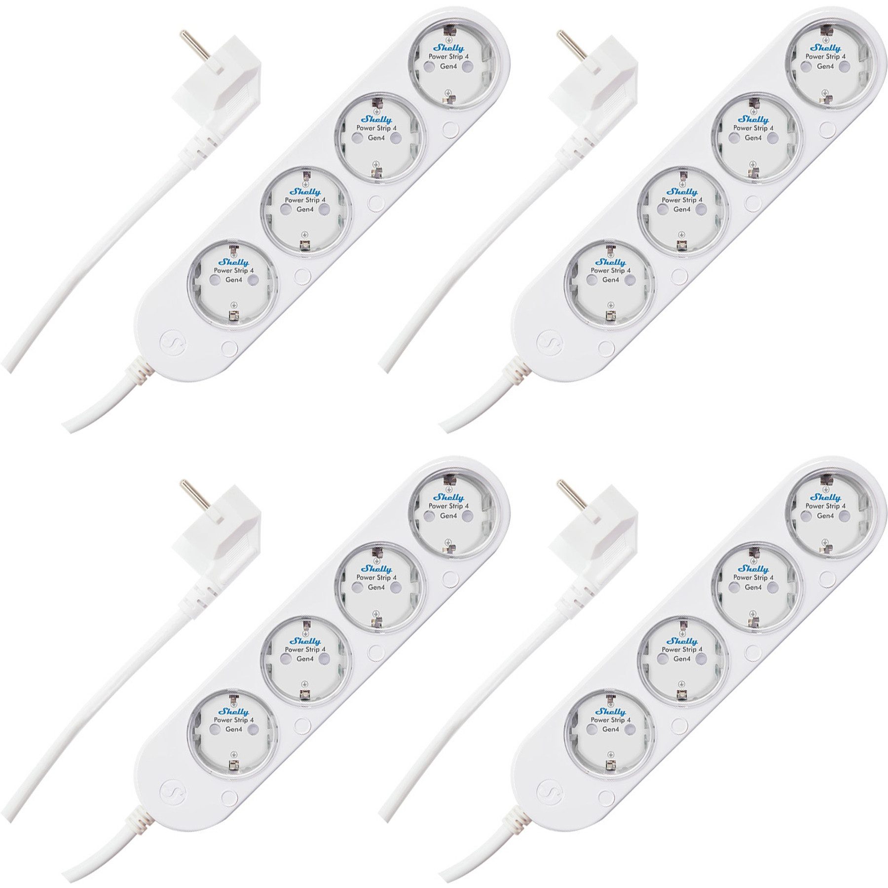 Shelly SHELLY Power Strip 4 Gen4, 4-fach Steckdosenleiste, weiß, WiFi Smarte Vierfach-Steckdosenleiste