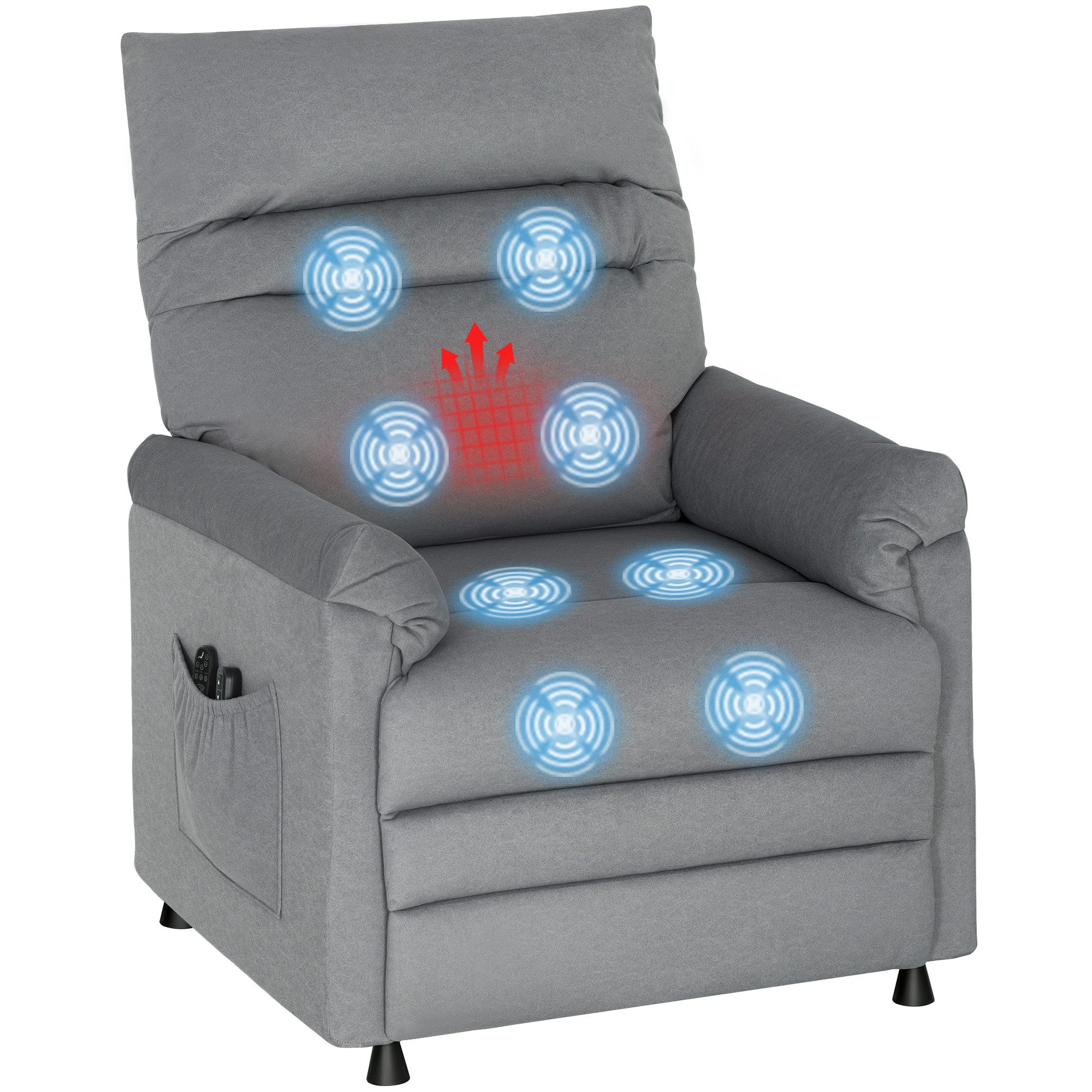 HOMCOM Massagesessel Memory-Funktion Relaxsessel (Fernsehsessel mit Liegefunktion, 1-St., TV Sessel), Leise, stufenlos elektrisch verstellbar, 8-Punkt-Massage