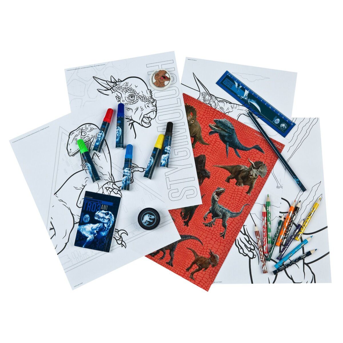 Jurassic World Kreativset Jurassic World Schreibwaren-Set Kreativer Spaß mit 35 Teilen